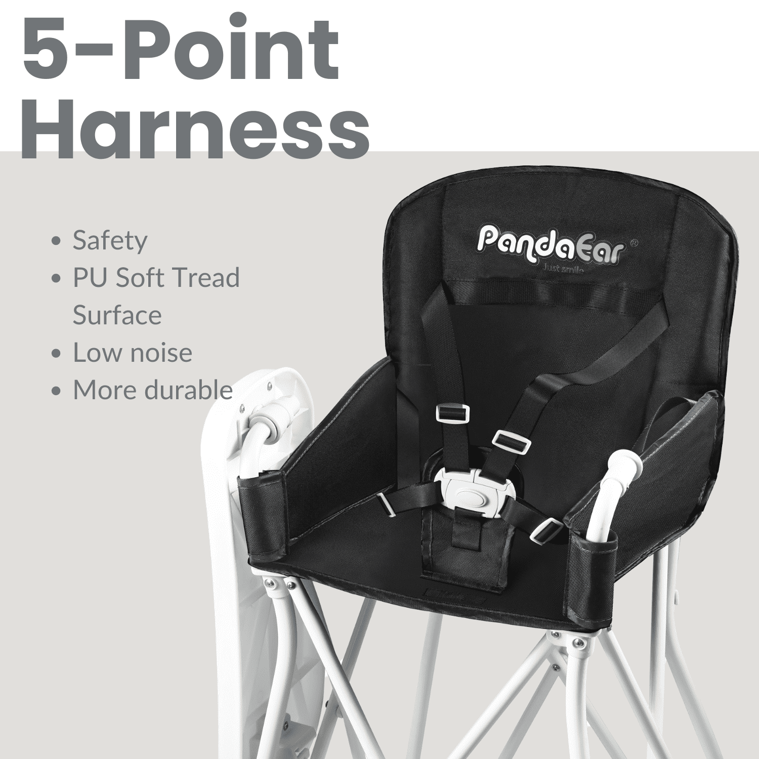 PandaEar Portable High Chair for Baby, Toddler Foldable HighChair with Detachable Tray, HighChair for Travel-Black - Image 3