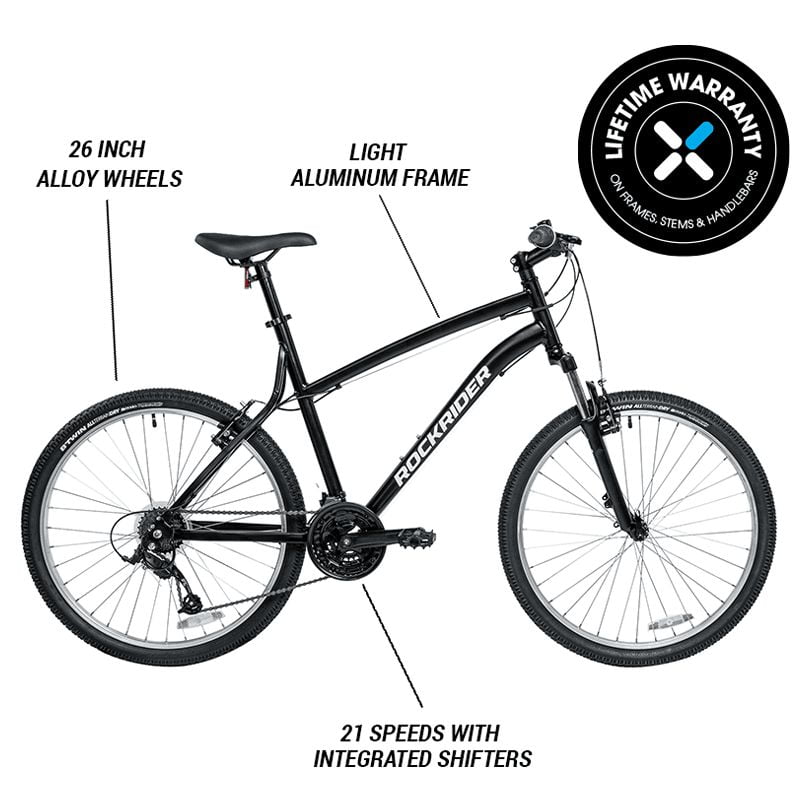 Decathlon Rockrider ST50, 21 Speed Aluminum Mountain Bike, 26" Wheels, Adults 14+, Black, Medium - Image 12