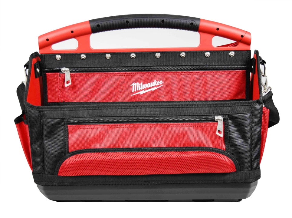 Milwaukee PACKOUT 20 in Modular Storage Tote (48-22-8320) – 32-Pocket Tool Tote with Locking Base, Shoulder Strap, and Reinforced Construction - Image 3