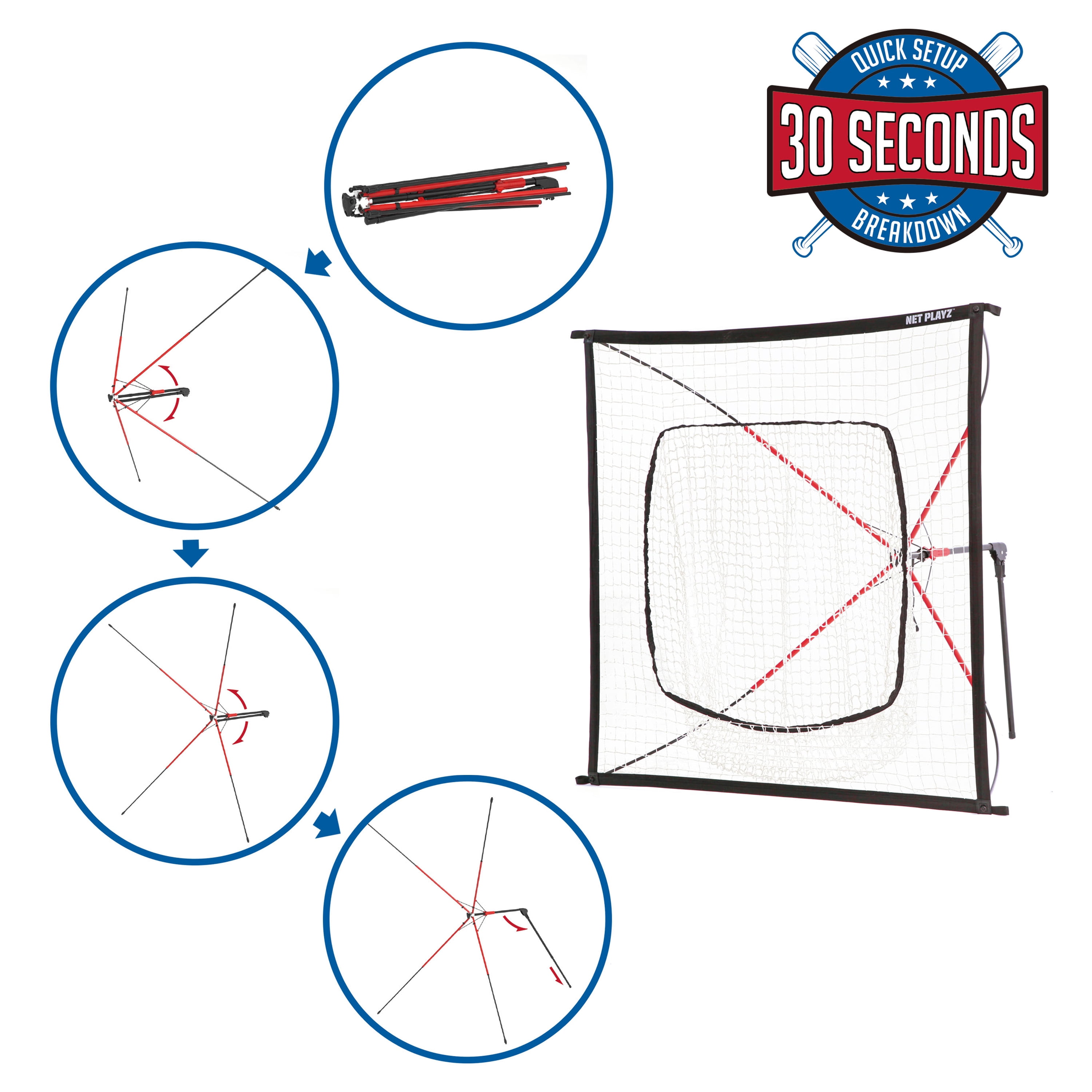 NET PLAYZ Baseball & Softball Practice Hitting Net, Instant Portable, 5FT x 5FT, Pitching, Batting, Fielding, Quick Set-Up, Fold up, Training Equipment. Carry Bag Included - Image 4