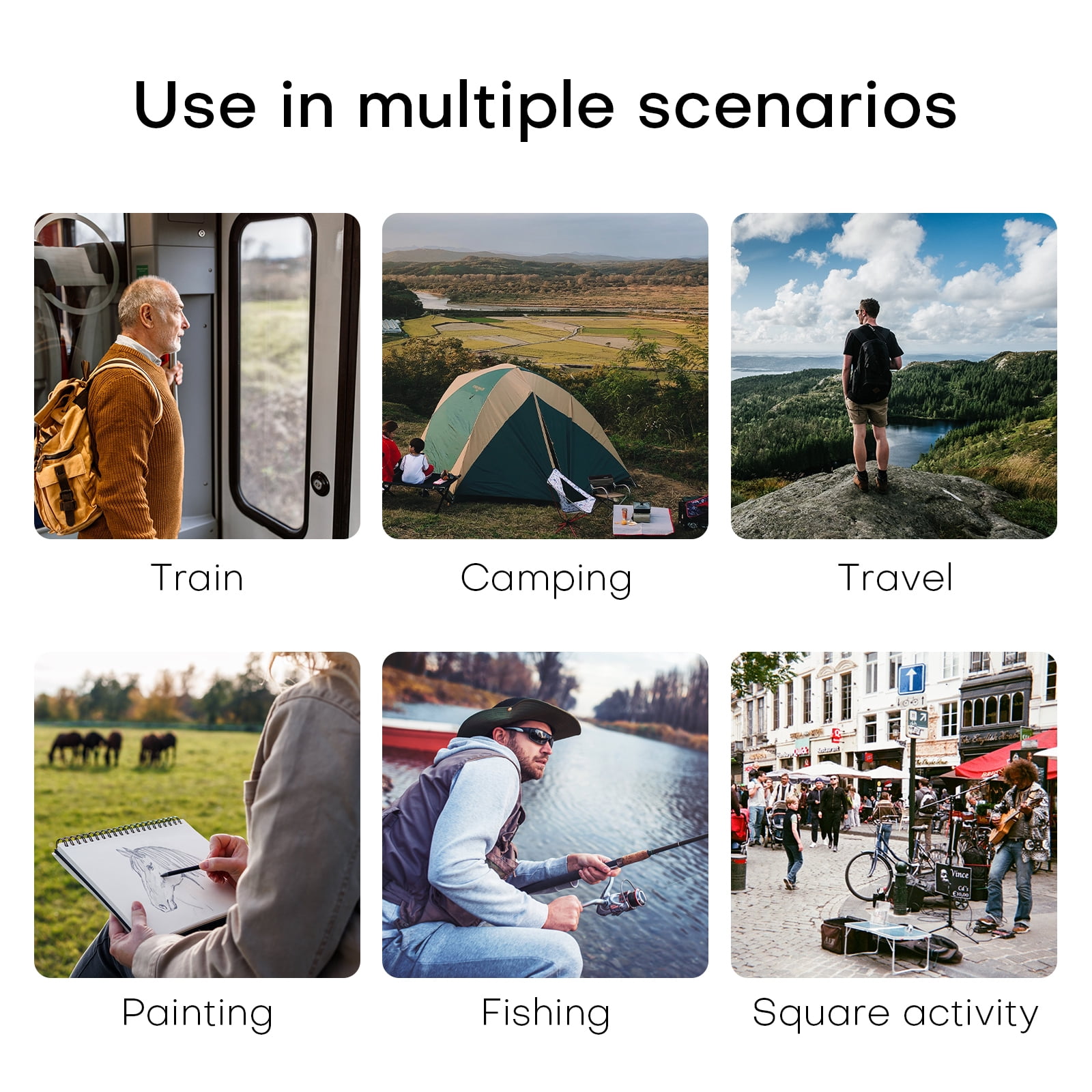 VINAUO Folding Camping Stool , Portable Camping Chair,Lightweight Camping Chairs for Adult Outdoor Fishing BBQ Hiking Black - Image 3