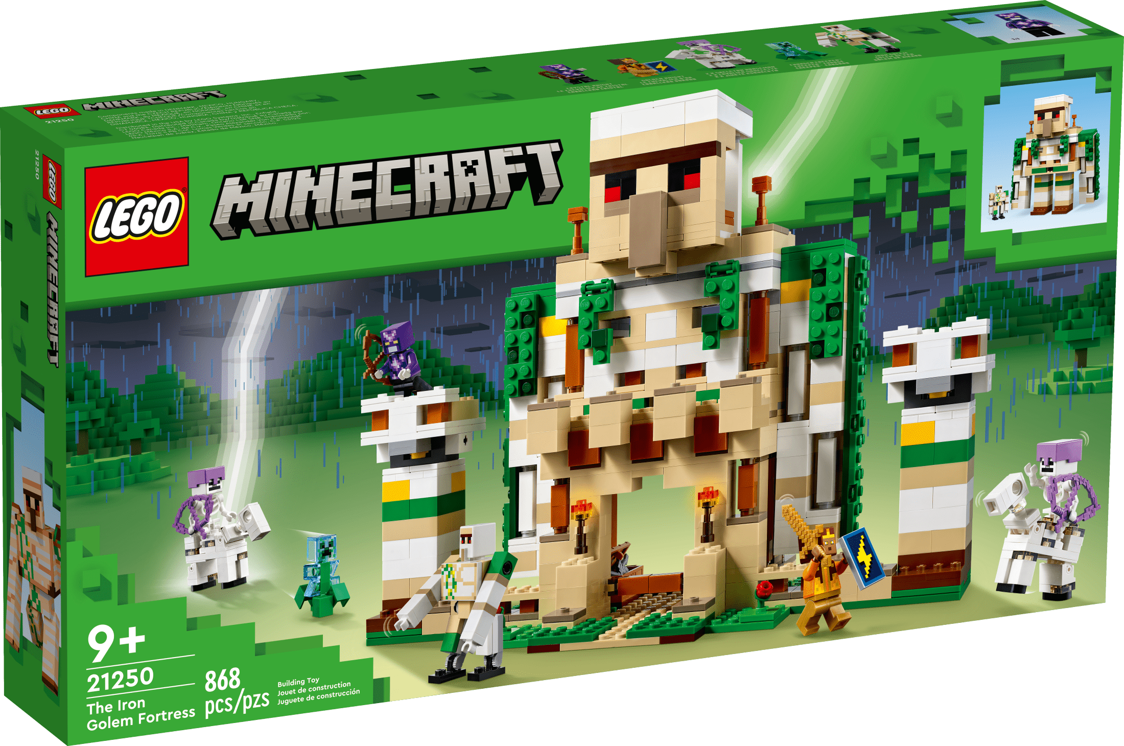 LEGO Minecraft The Iron Golem Fortress 21250 Building Toy Set, Playset Featuring a Crystal Knight and Golden Knight, A Fortress and a Giant Golem, Build and Display Minecraft Toy for 9 Year Old Kids - Image 8