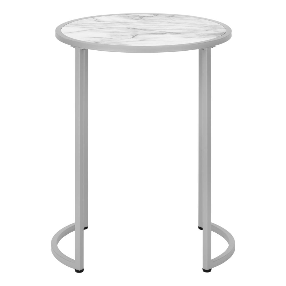 Accent Table Side Round End Lamp Bedroom Metal White Marble Look - Image 11