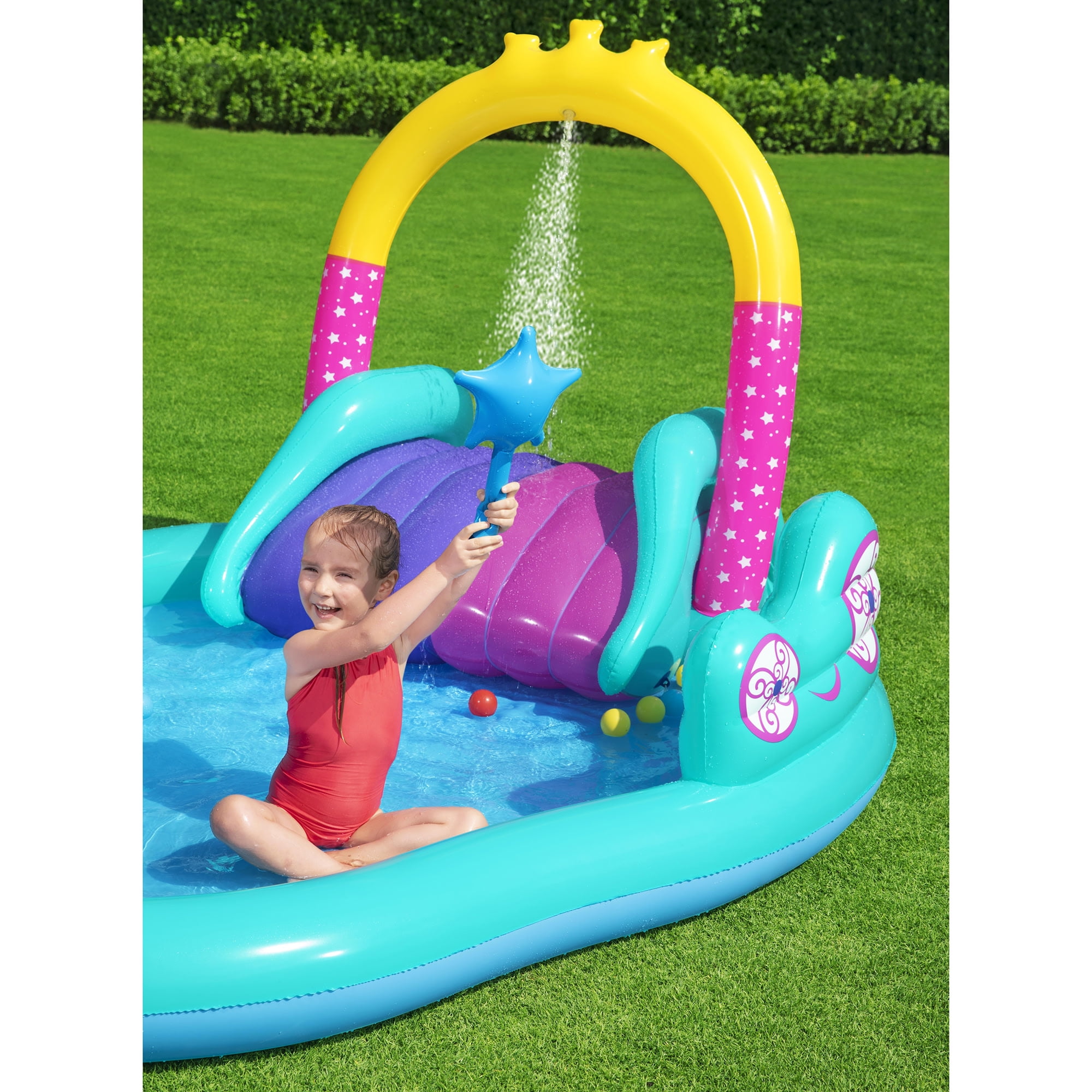 Bestway: H2OGO! Magical Unicorn Carriage Play Center - 9' Multicolor Inflatable, Kiddie Wade Splash Pool, Water Slide, Arch Sprayer, Toddler & Kids 2+ - Image 5