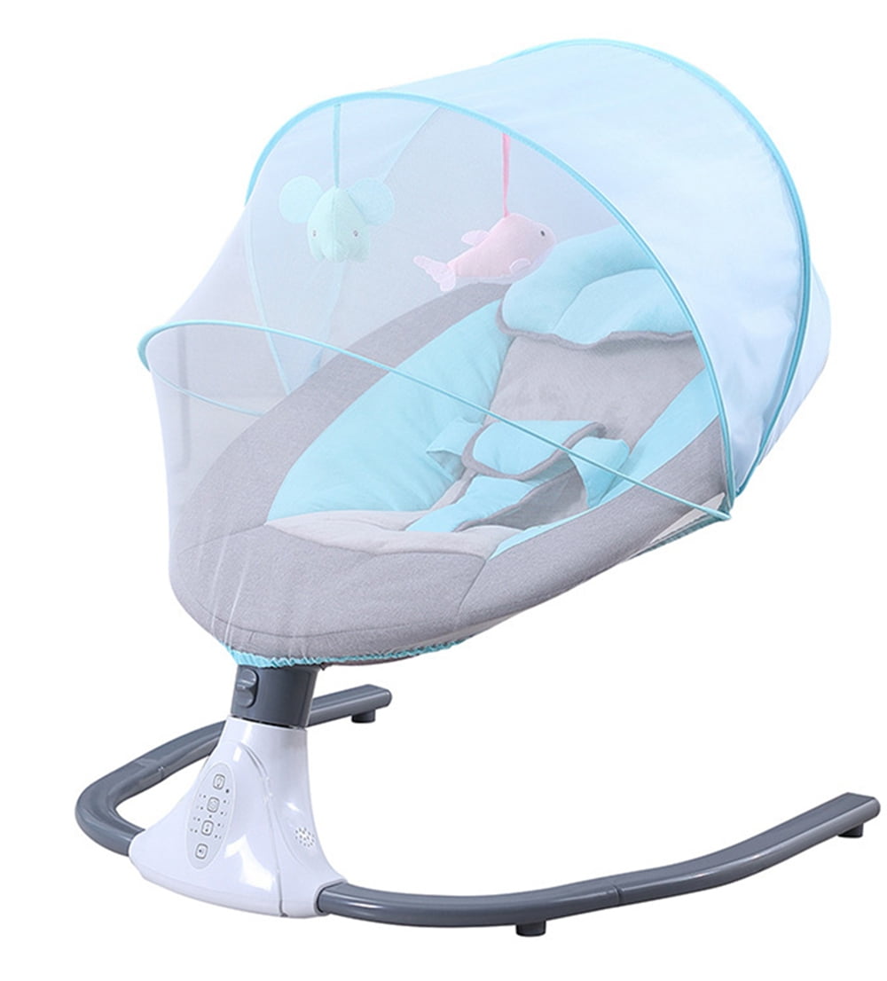 EONROACOO Portable Baby Swing, 4 Speed Infant Toddler Swing Bouncer, Bluetooth, Blue - Image 7