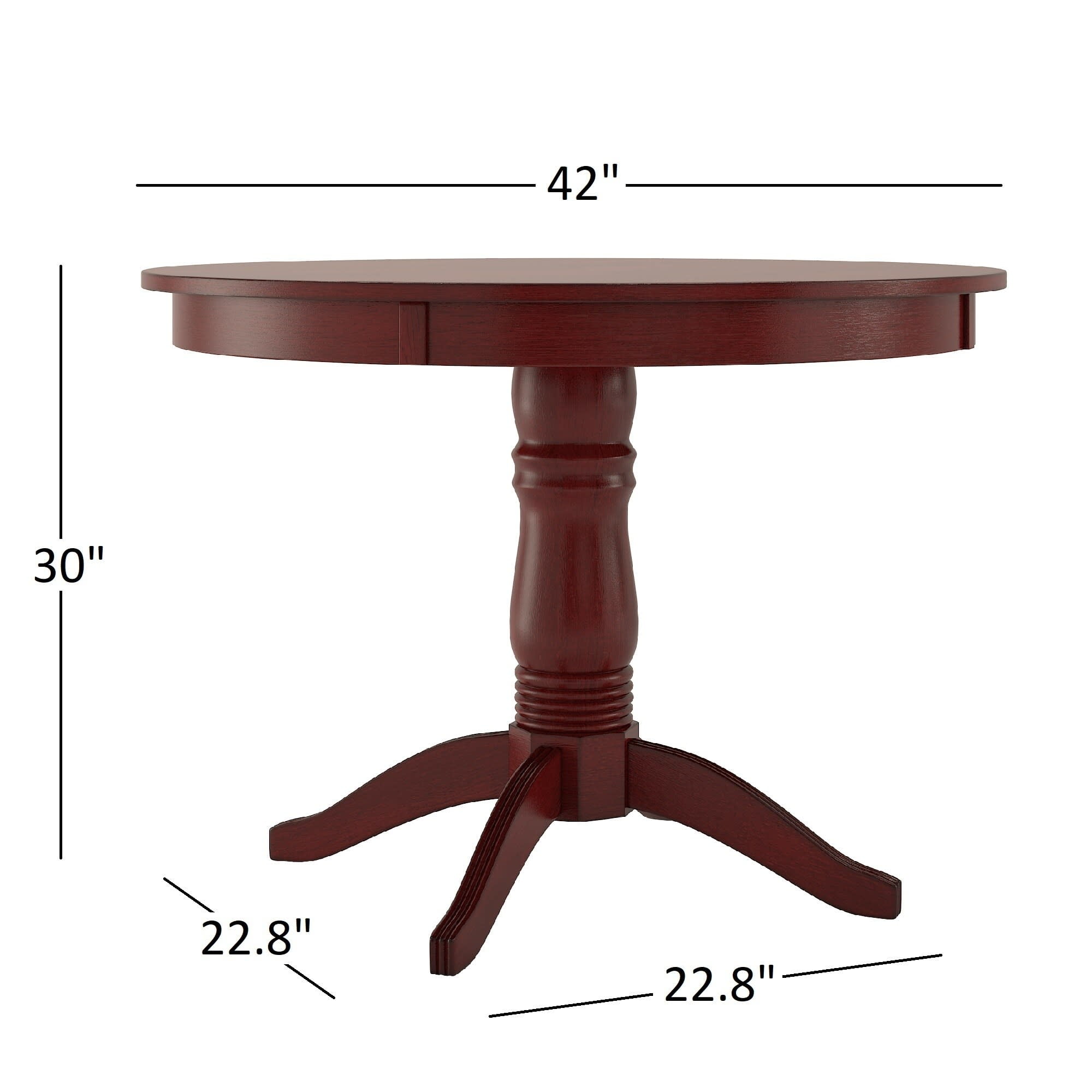 Lexington 42" Round Wood Pedestal Base Dining Table, Berry Red - Image 4