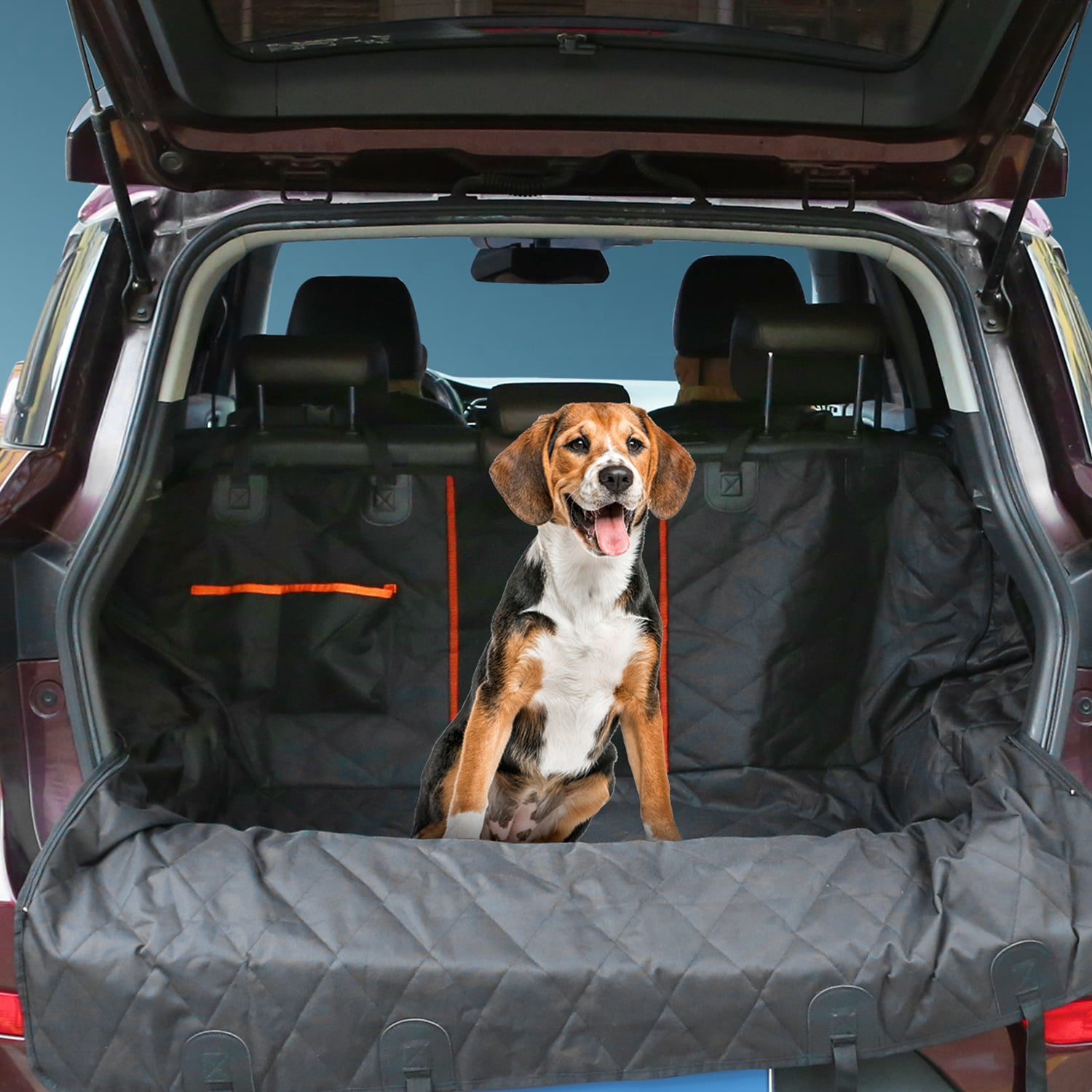 48.6x82.3in Dog Car Seat Cover Moclever Water Resistant Scratchproof Pet Car Rear Protector Mat Pet Back Seat Hammock with 2 Door Slide Straps for Car Truck SUV, Black - Image 10