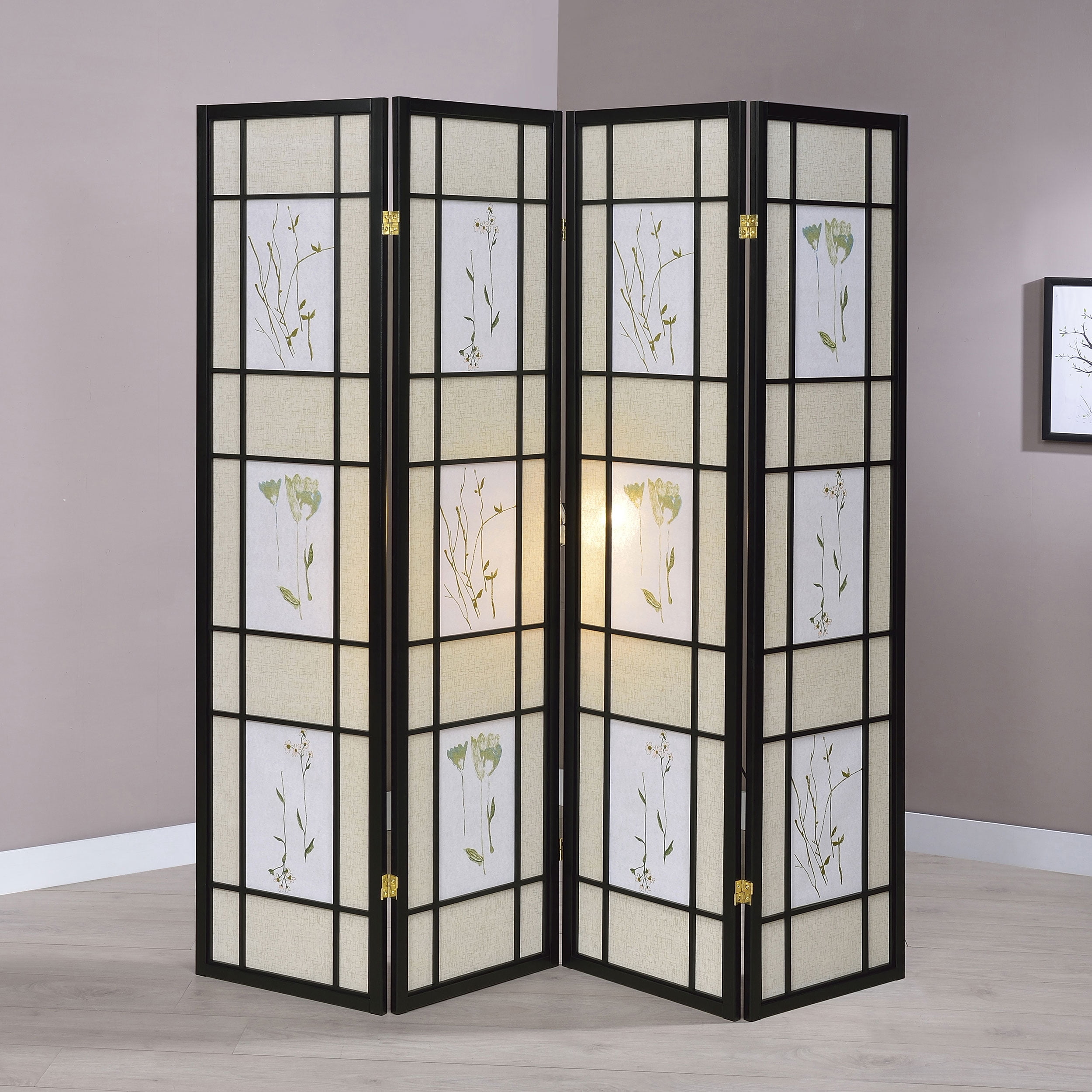 Catabella 4-Panel Room Divider Folding Shoji Screen Floral - Image 3