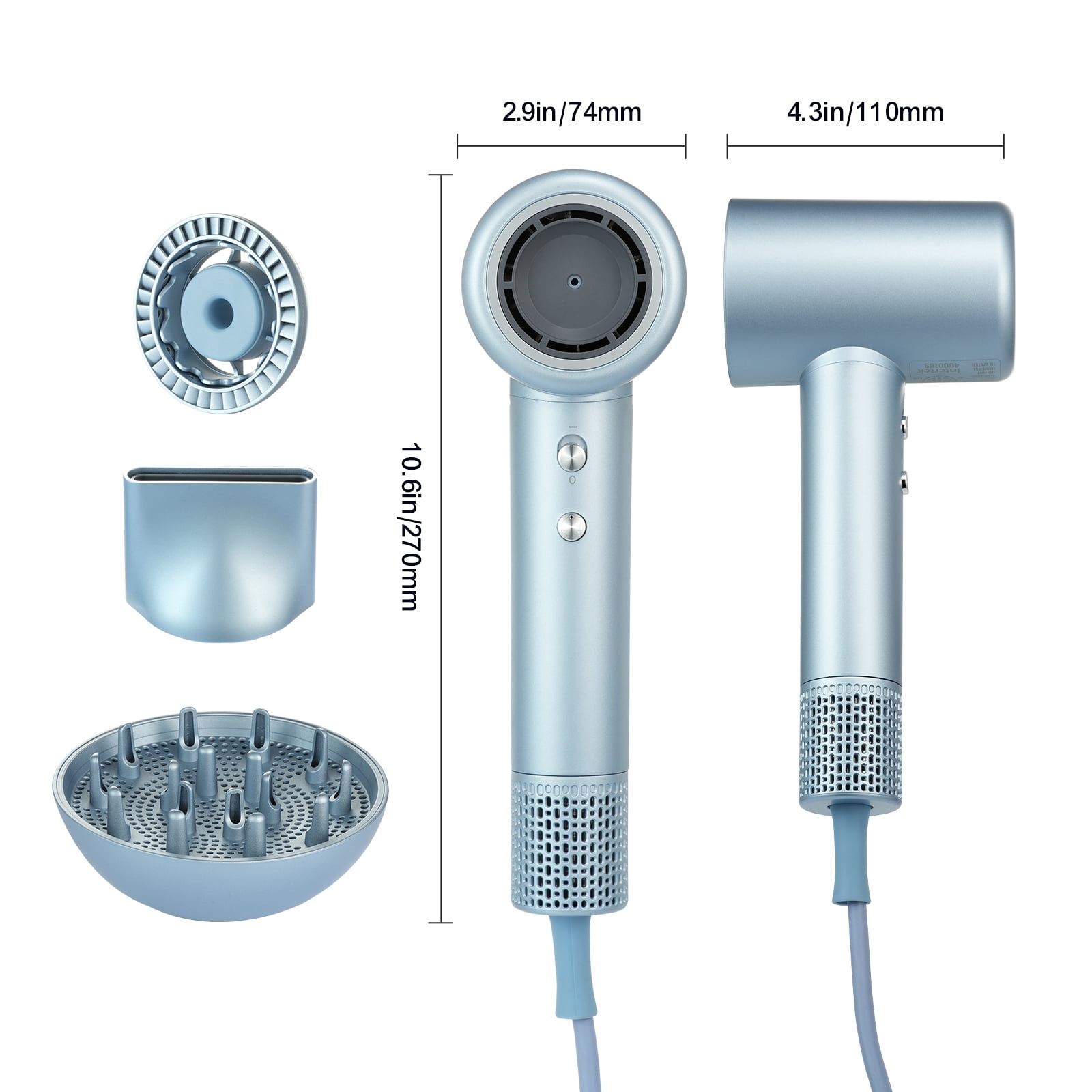 KFFKFF Hair Dryer, 200 Million Negative Ionic Blow Dryer with 105, 000 RPM High-Speed Blow Dryer, 4 Temperatures & 3 Speeds Brushless Motor for Fast Drying, Low Noise Thermo-Control Haird - Image 8