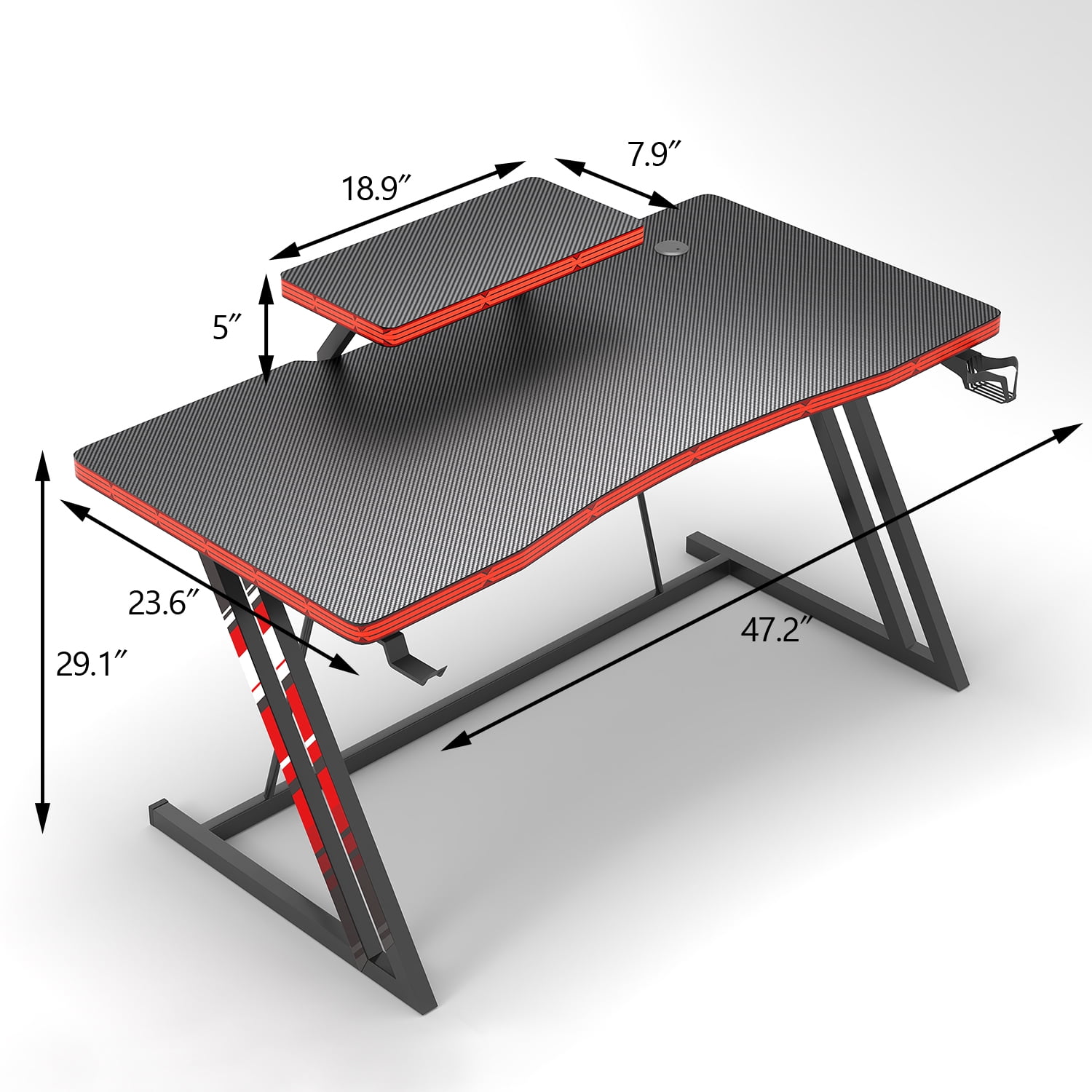 LACOO 47.2-Inch Gaming Desk Home Office Desk Modern Style Writing Table with Cup Holder Headphone Hook, Black - Image 7