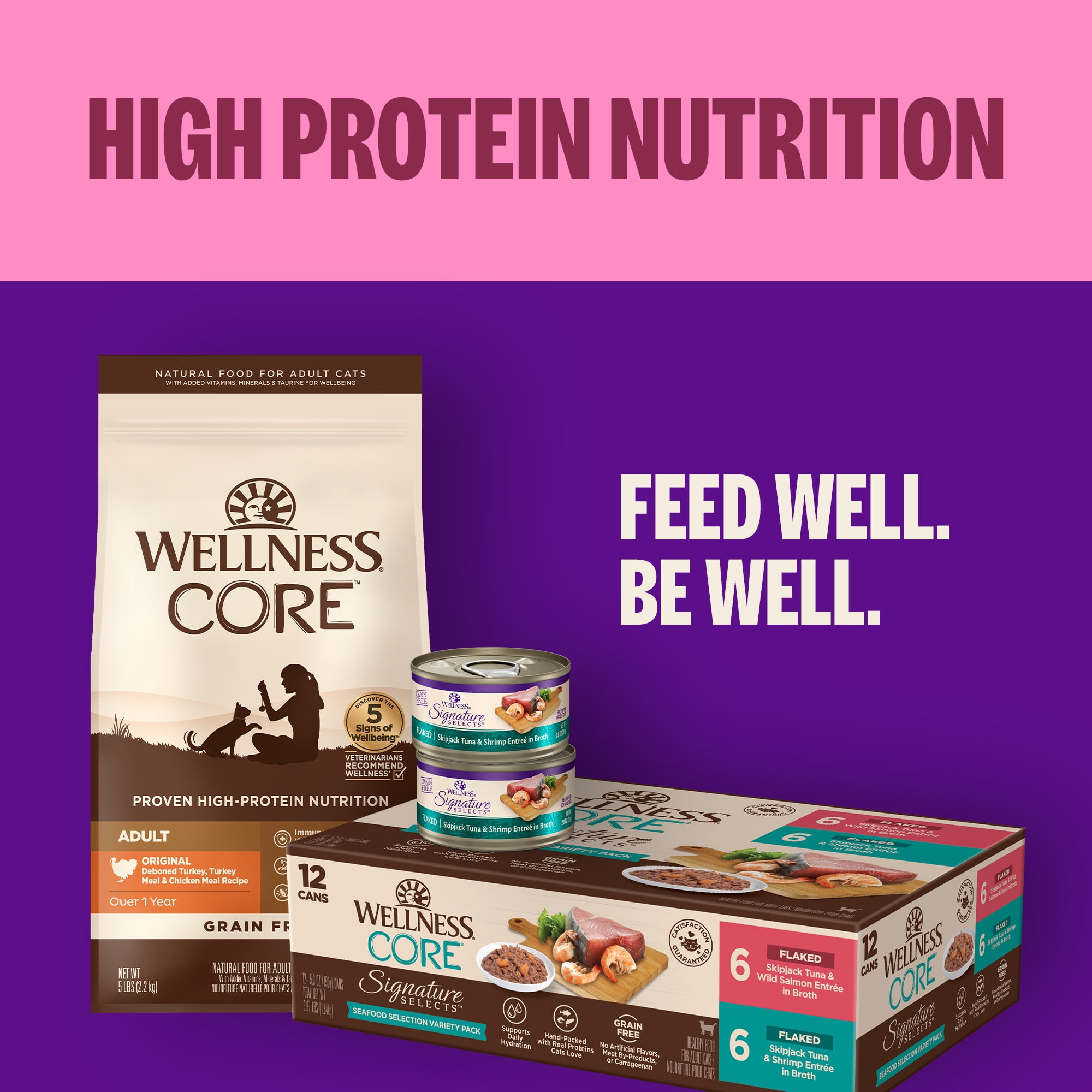 Wellness CORE Signature Selects Flaked Adult Wet Cat Food, Natural, Protein-Rich, Grain Free, 5.3 Ounce, 12 Pack (Skipjack Tuna & Shrimp) - Image 5