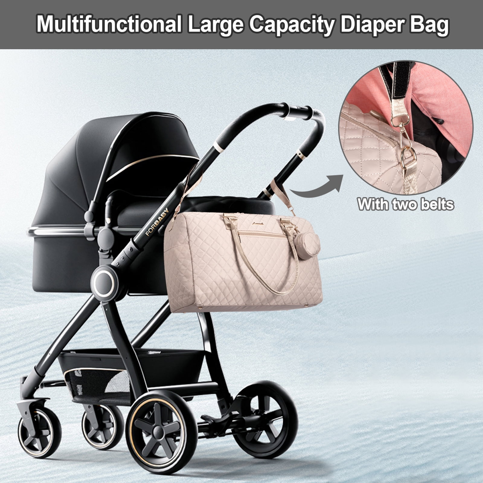 Lovevook Fashion Diaper Bag Tote, Large Mommy Bag for Hospital Breastfeeding Overnight Weekend Travel with Changing Pad and Pacifier Case - Image 7