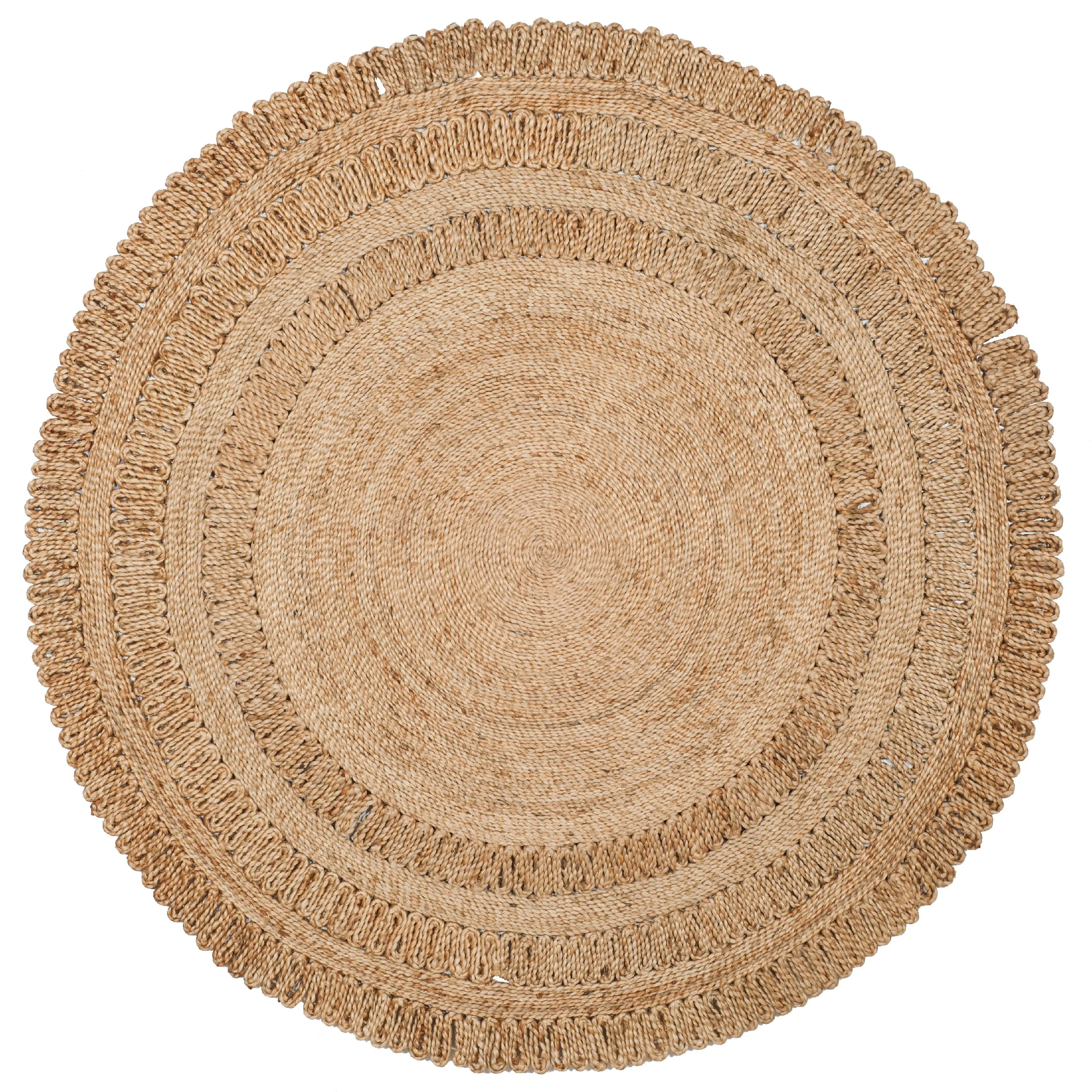 SAFAVIEH Natural Fiber Rodina Geometric Braided Jute Area Rug, Natural, 5' x 5' Round - Image 3