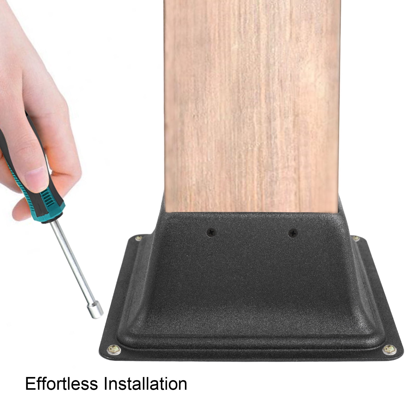 VEVOR Deck Post Base 10 pcs Post Base Skirt 4 x 4 Inch Post Support Flange 2.5 LBS Deck Post Skirt Black Powder-Coated Decking Post Base with Thick Steel for Deck Supports Porch Railing Post Holders - Image 7