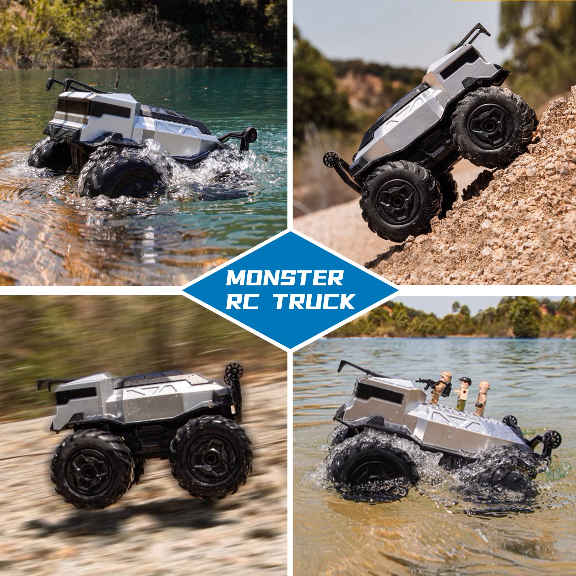 AUOSHI 1:16 Amphibious Remote Control Car Off-Road Pick-up Truck, 4WD Waterproof RC Cars Hobby 2.4GHz RC Trucks Toys for All Terrain, Vehicles Kids Gifts for Boys/Girls Age 6 7 8 9 10-12+ - Image 7