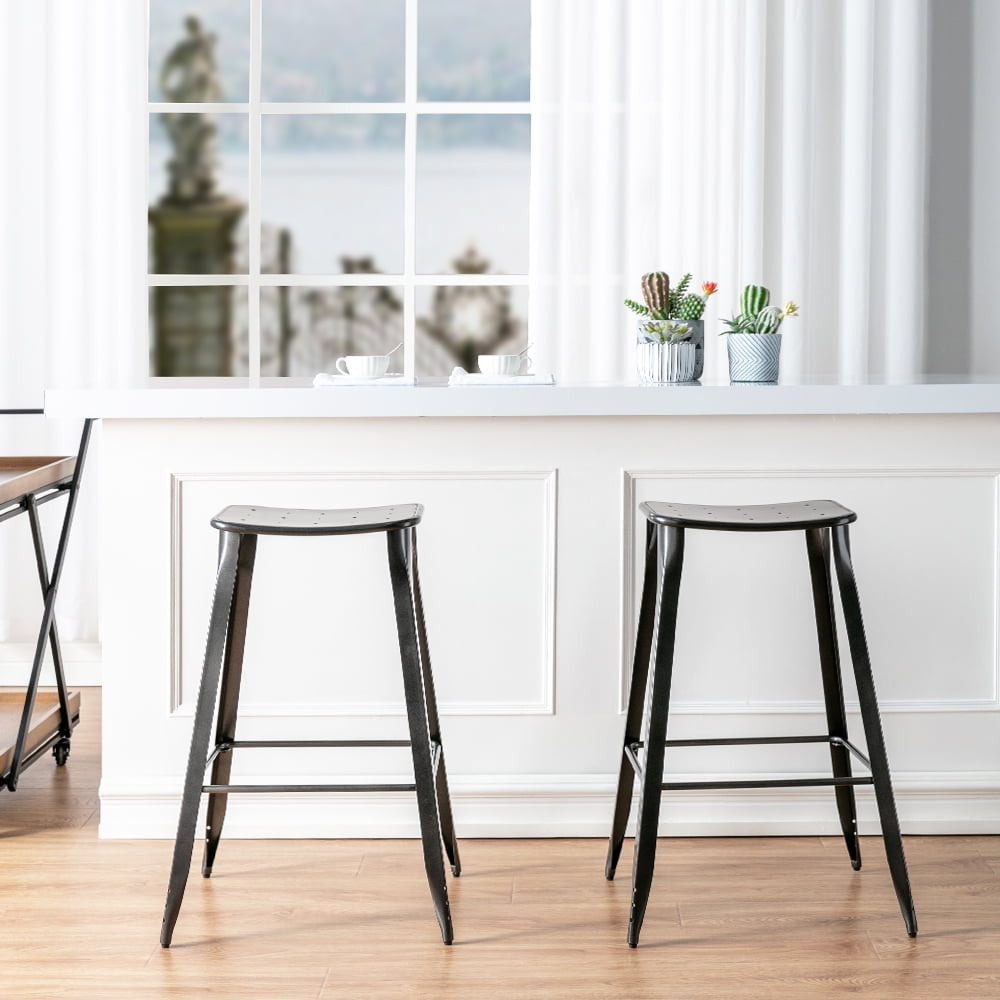 Saddle Backless Barstool-Charcoal 2PK 29" - Image 5