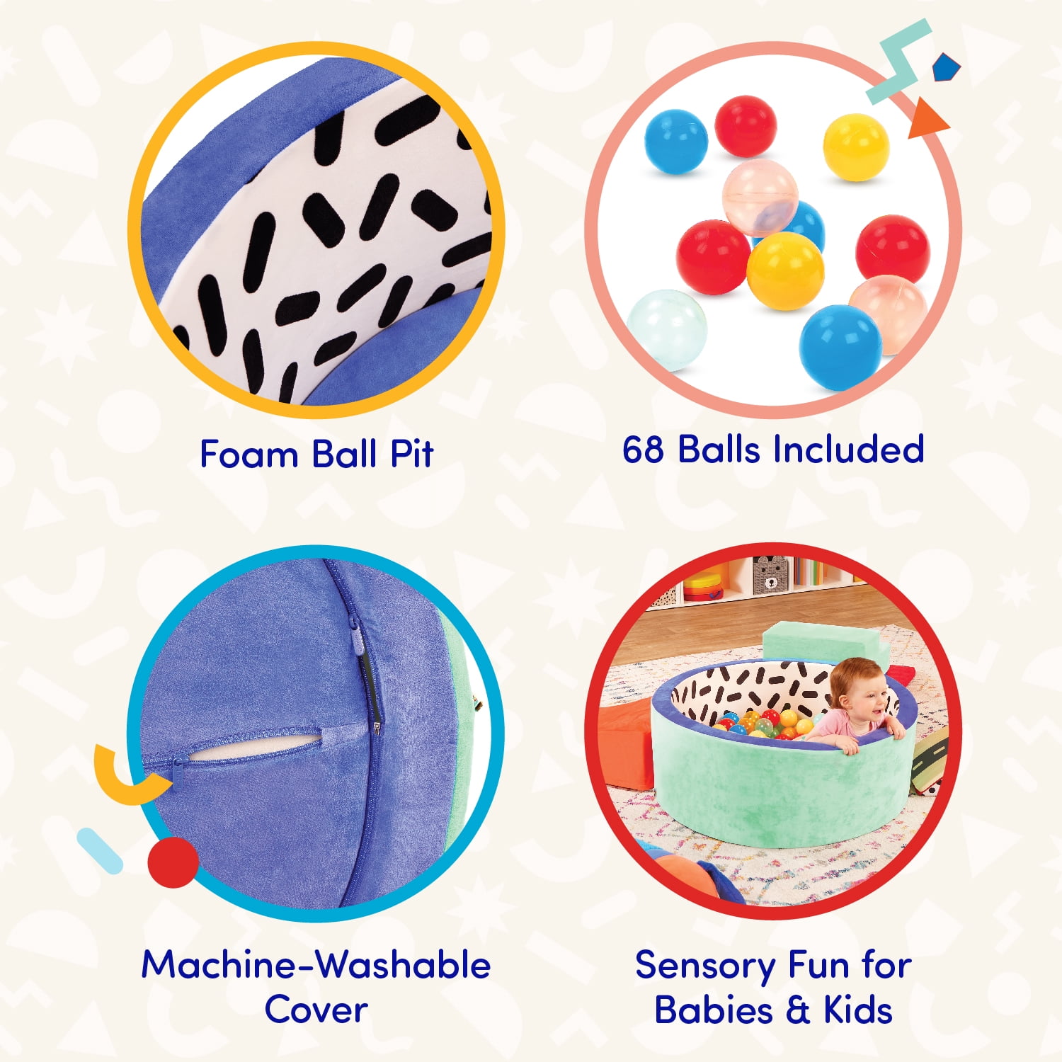 Battat Hop in Foam Ball Pit with 65+ Balls and Washable Cover, Toddler and Indoor Preschool Toys - Image 9