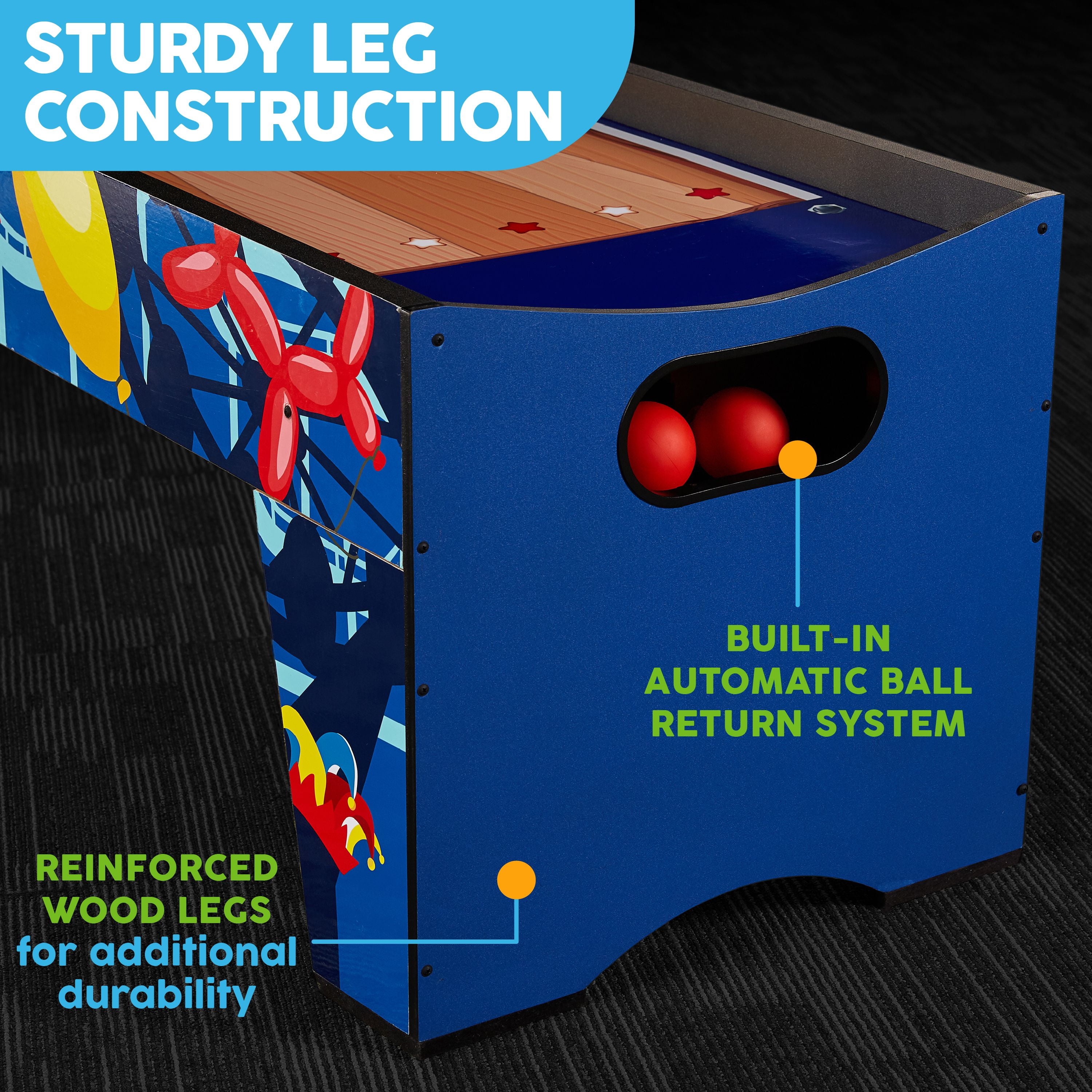 7.3 ft. Roll and Score Compact Arcade Game, Blue by Big Sky - Image 6