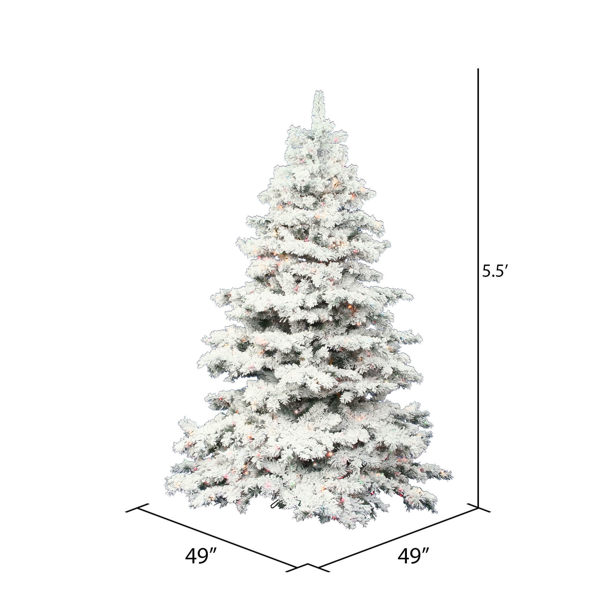 Vickerman Pre-Lit 5.5' Flocked Alaskan Artificial Christmas Tree, Dura-Lit, Clear Lights - Image 5