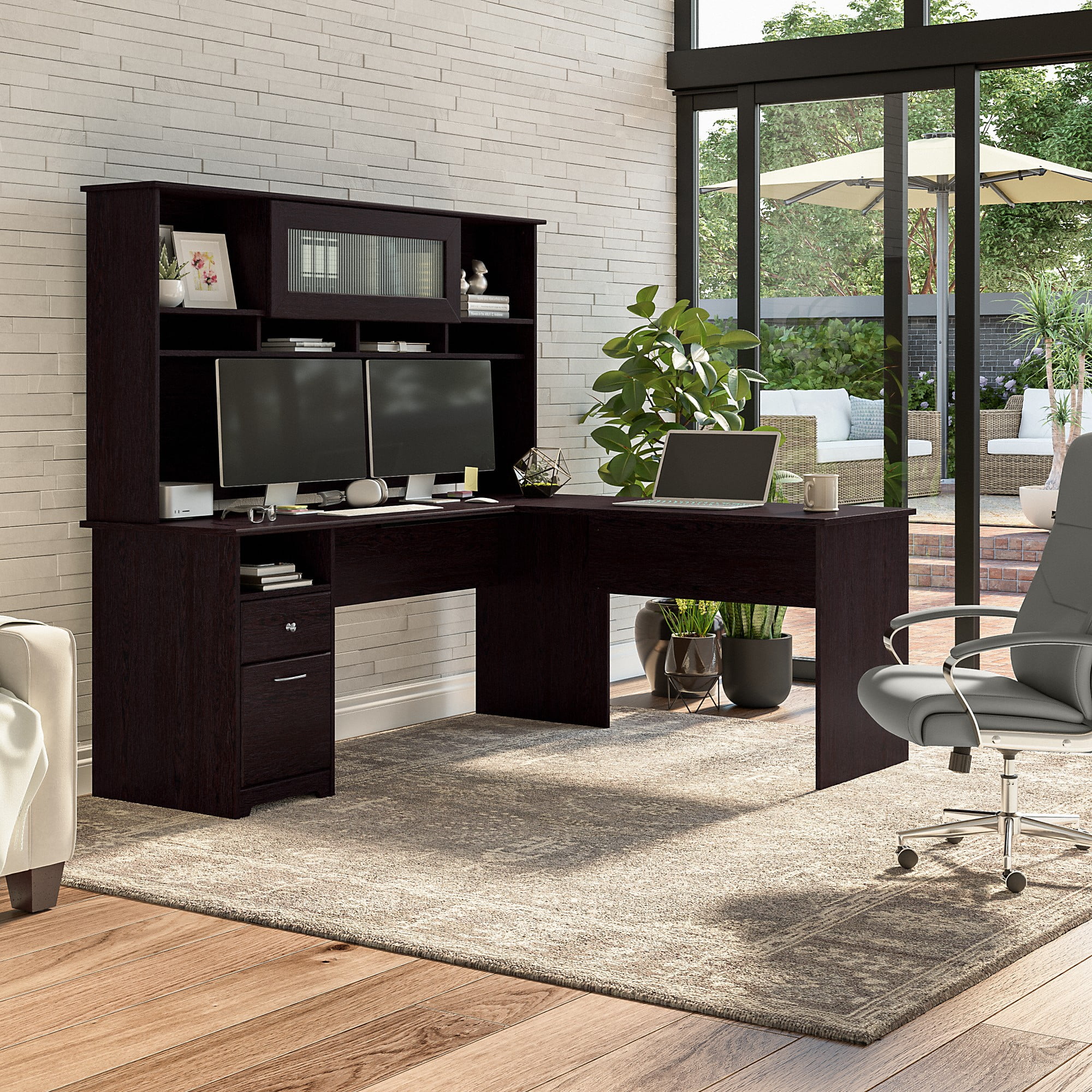 Bush Furniture Cabot 72" Computer Desk with Storage, Espresso Oak - Image 2
