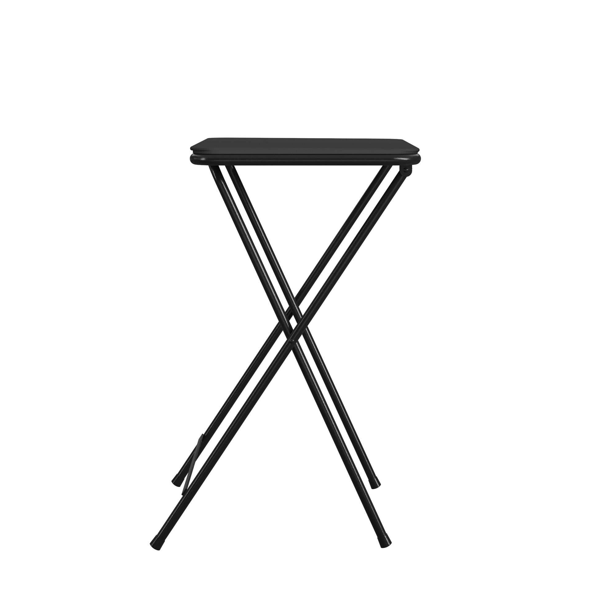 COSCO 5-Piece Folding Vinyl Top TV Tray Set, Black with Storage Rack - Image 4