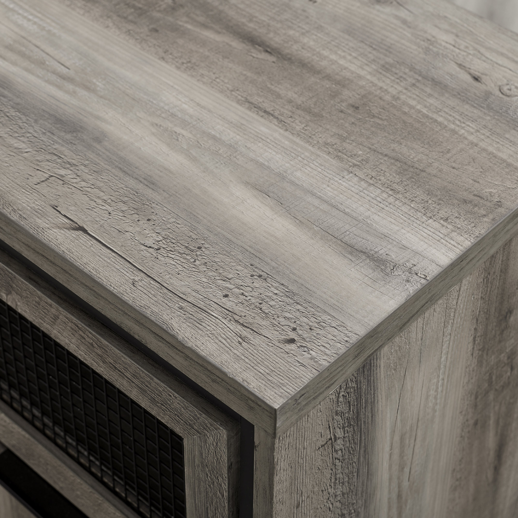 Manor Park Metal Mesh Drop-Down Door Accent Cabinet, Grey Wash - Image 7