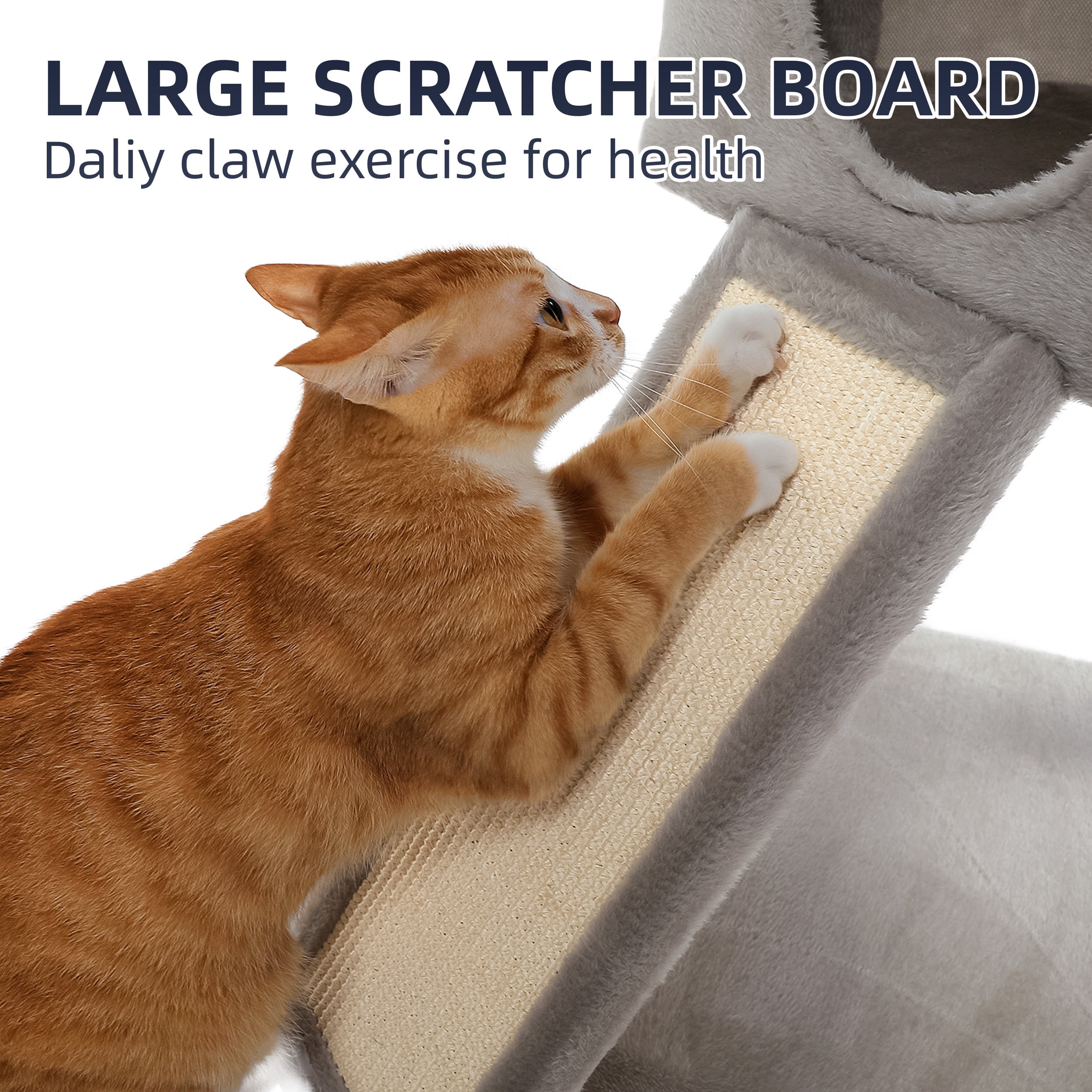 Vibrant Life 50inch Cat Tree Tower with Large Condo and Perch for Indoor Cats, Light Gray - Image 4