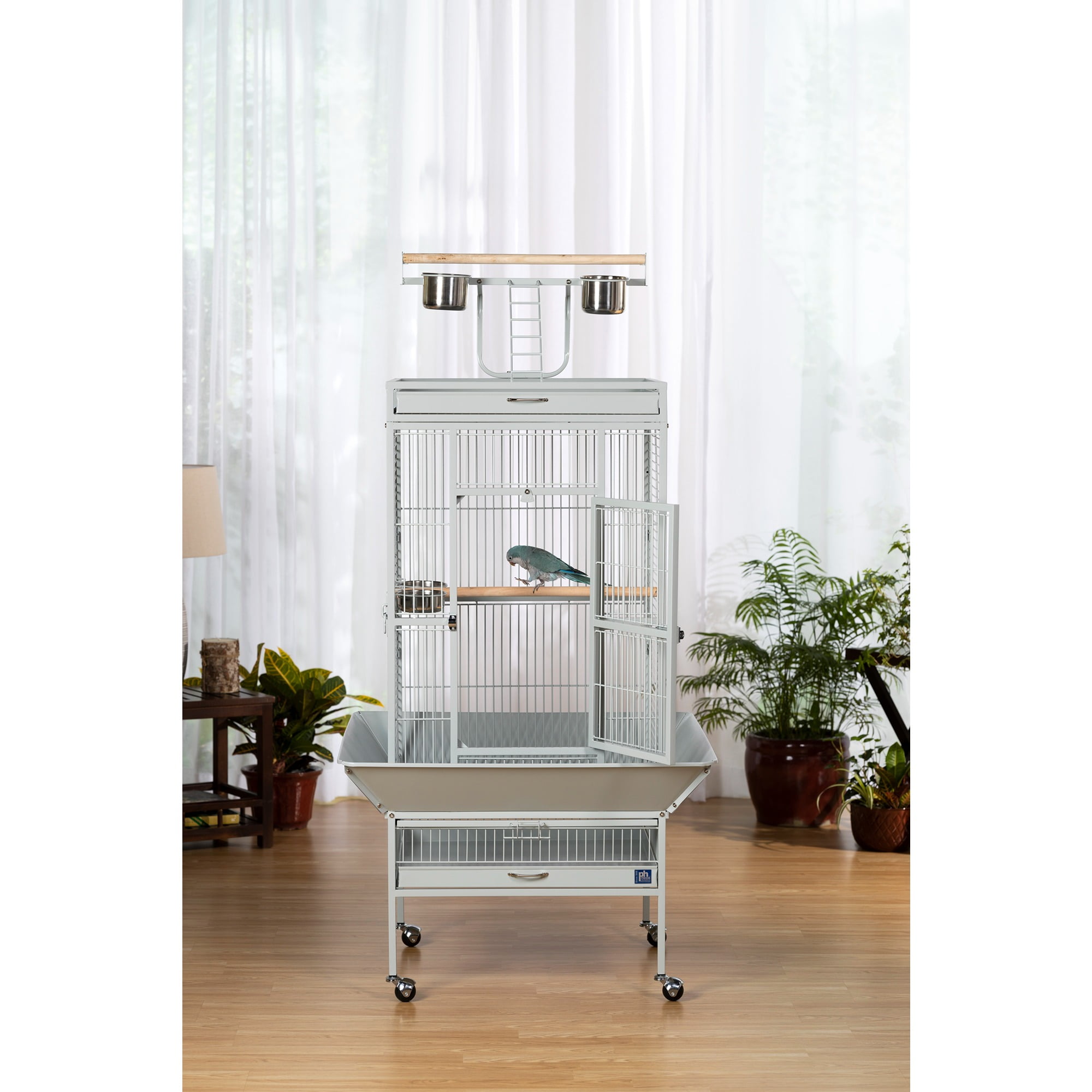 Prevue Pet Products Select Wrought Iron Parrot Bird Cage 24x20x60", Pewter - Image 12