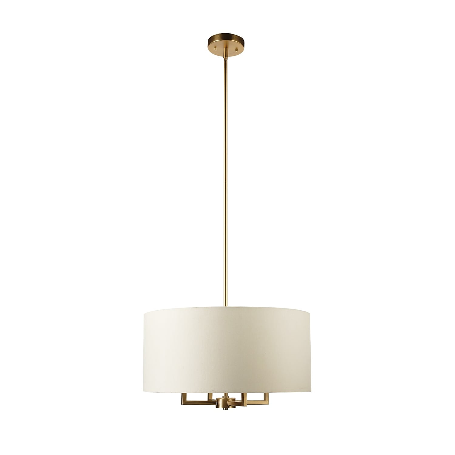4-Light Matte Brass Pendant Lighting with Beige Fabric Shade - Image 5