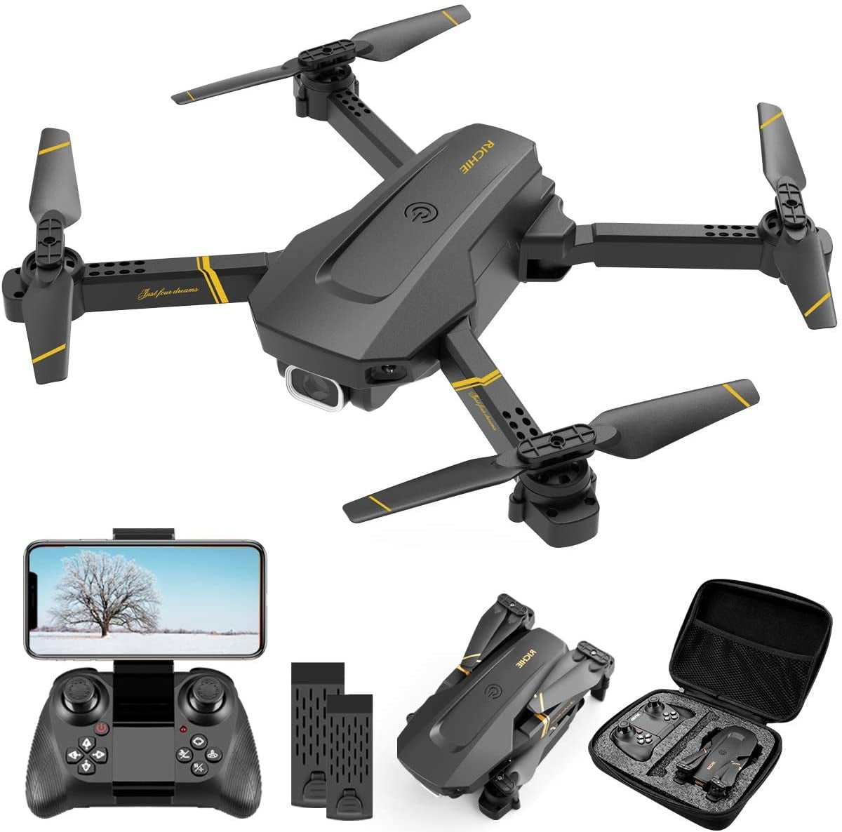 4DRC Drone with 1080P HD Camora for Kids and Sons, FPPV Live Vedio 2 Meduler Batteries Black - Image 7