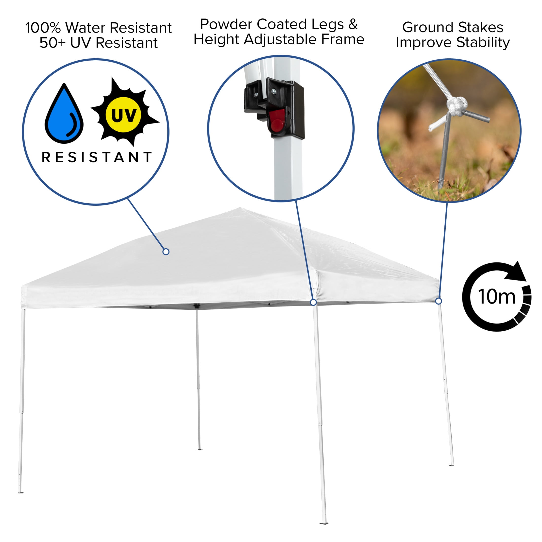 Flash Furniture Harris 10'x10' White Outdoor Pop Up Event Slanted Leg Canopy Tent with Carry Bag - Image 2
