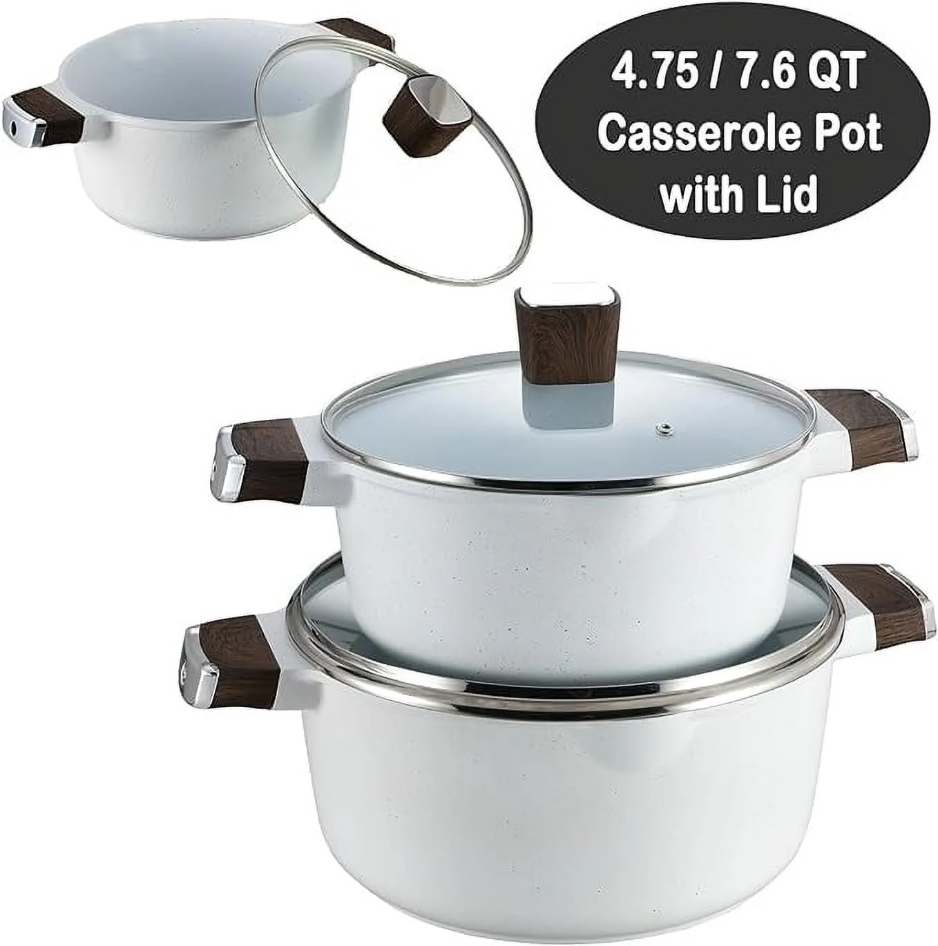 Garlie 10 Piece Nonstick Granite Cookware Set, Silicone - Image 3