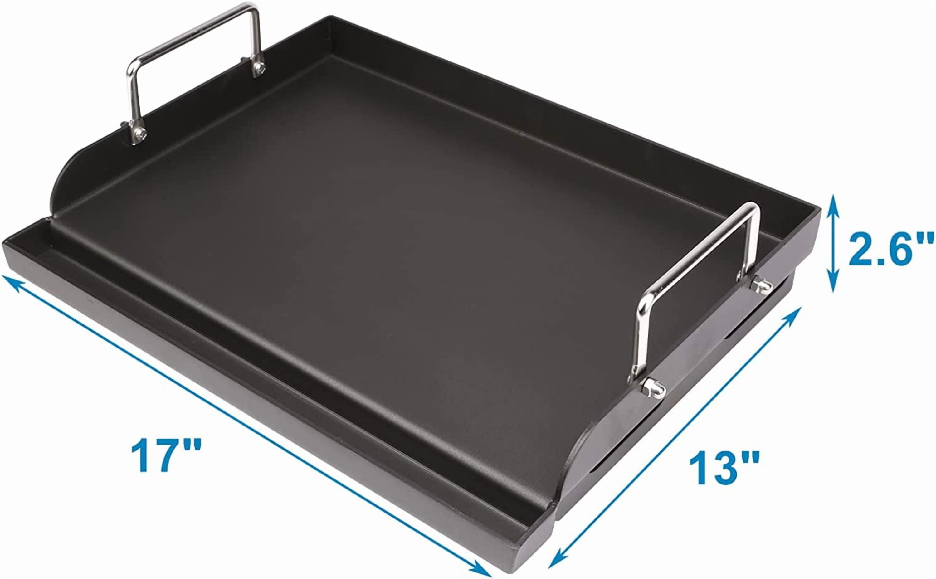 Nonstick Griddle, 17" x 13" Universal Griddle Flat Top Plate Insert with Grease Groove and Removable Handles for Charcoal/Gas Grills, Camping, Tailgating, and Parties - Image 10