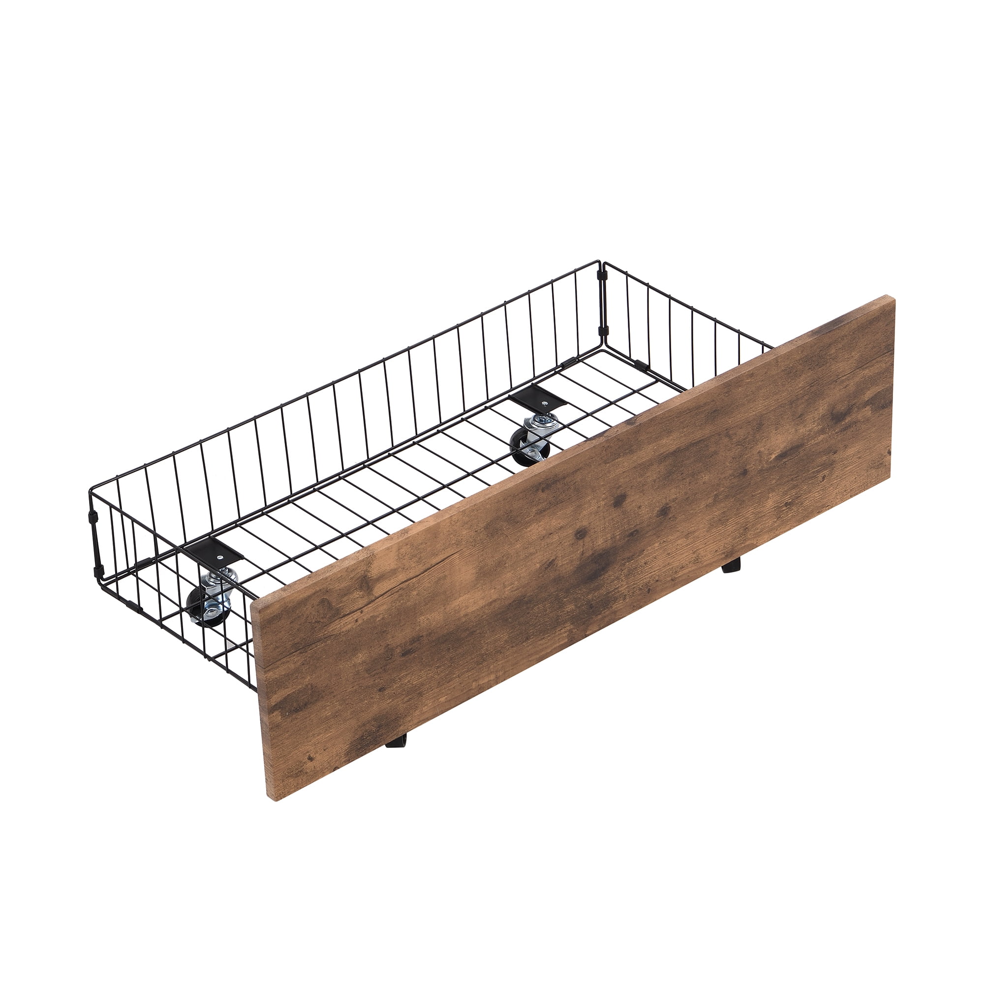 Euroco Metal Platform Bed Frame with 360° Rotatable TV Holder and 2 Drawers for Living Room for Kids Teens, Black - Image 4