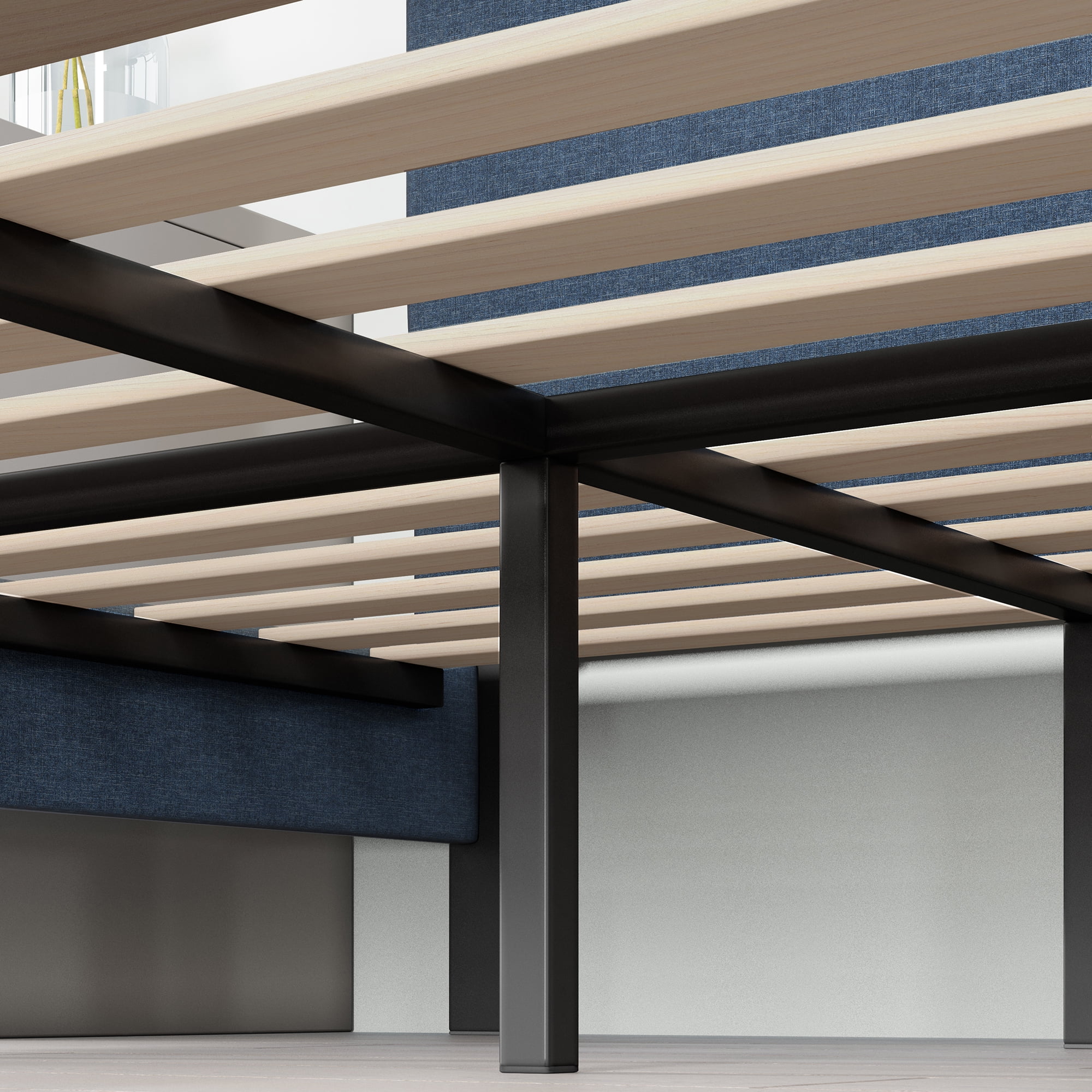 Zinus Omkaram 47" Upholstered Navy Platform Bed, Full - Image 10