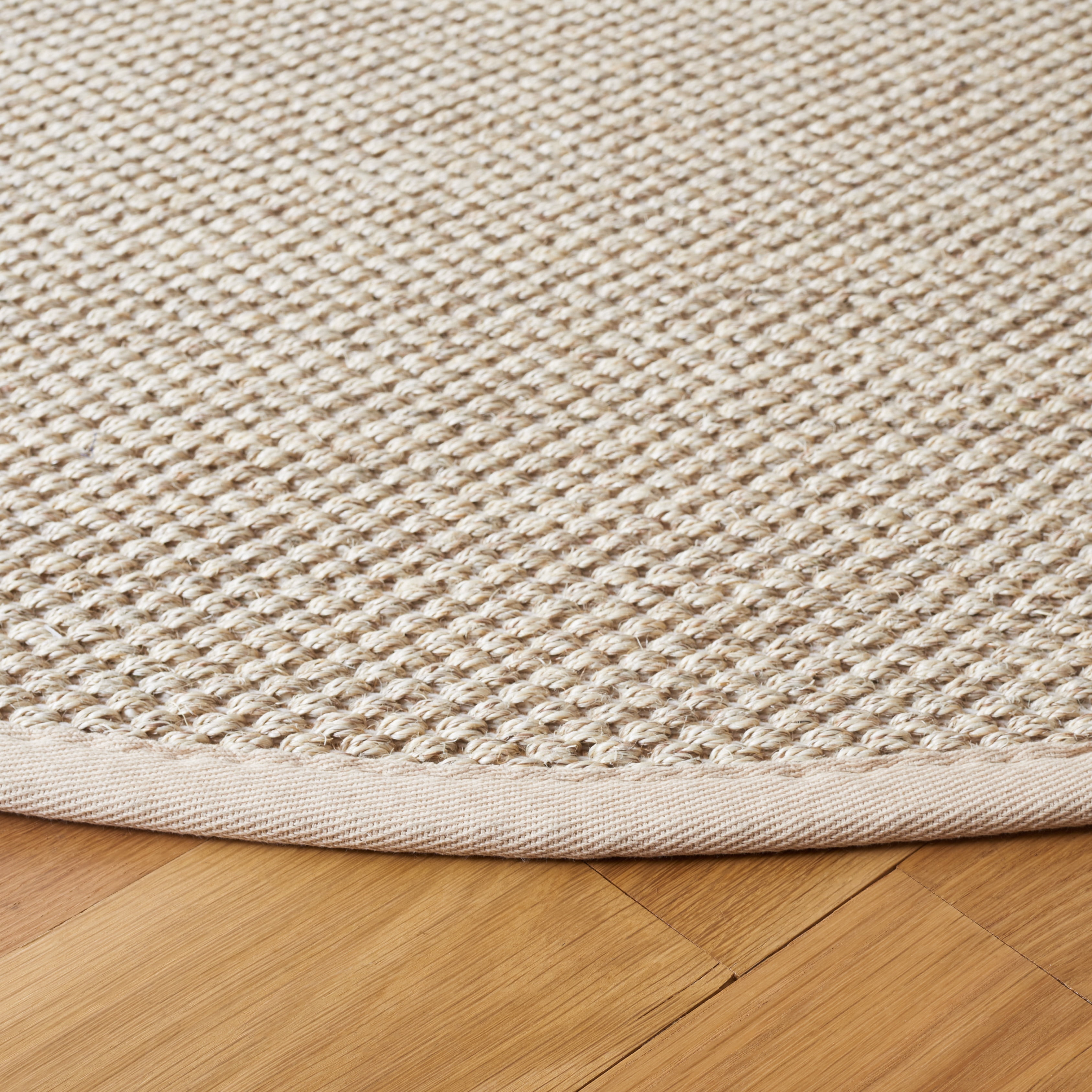 SAFAVIEH Natural Fiber Kentigern Border Seagrass Area Rug, Marble/Beige, 4' x 4' Round - Image 7
