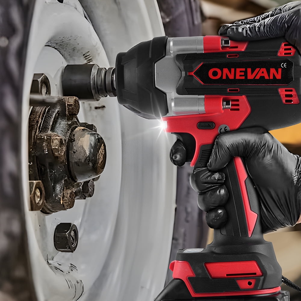 ONEVAN Cordless Impact Wrench 1/2", 20V Powerful Brushless Motor w/ 5-Mode Speed, Power Impact Wrench Max Torque 660 ft-lbs (900N.m), Impact Gun w/ 2 x 3.0A Batteries for Home Car - Image 2