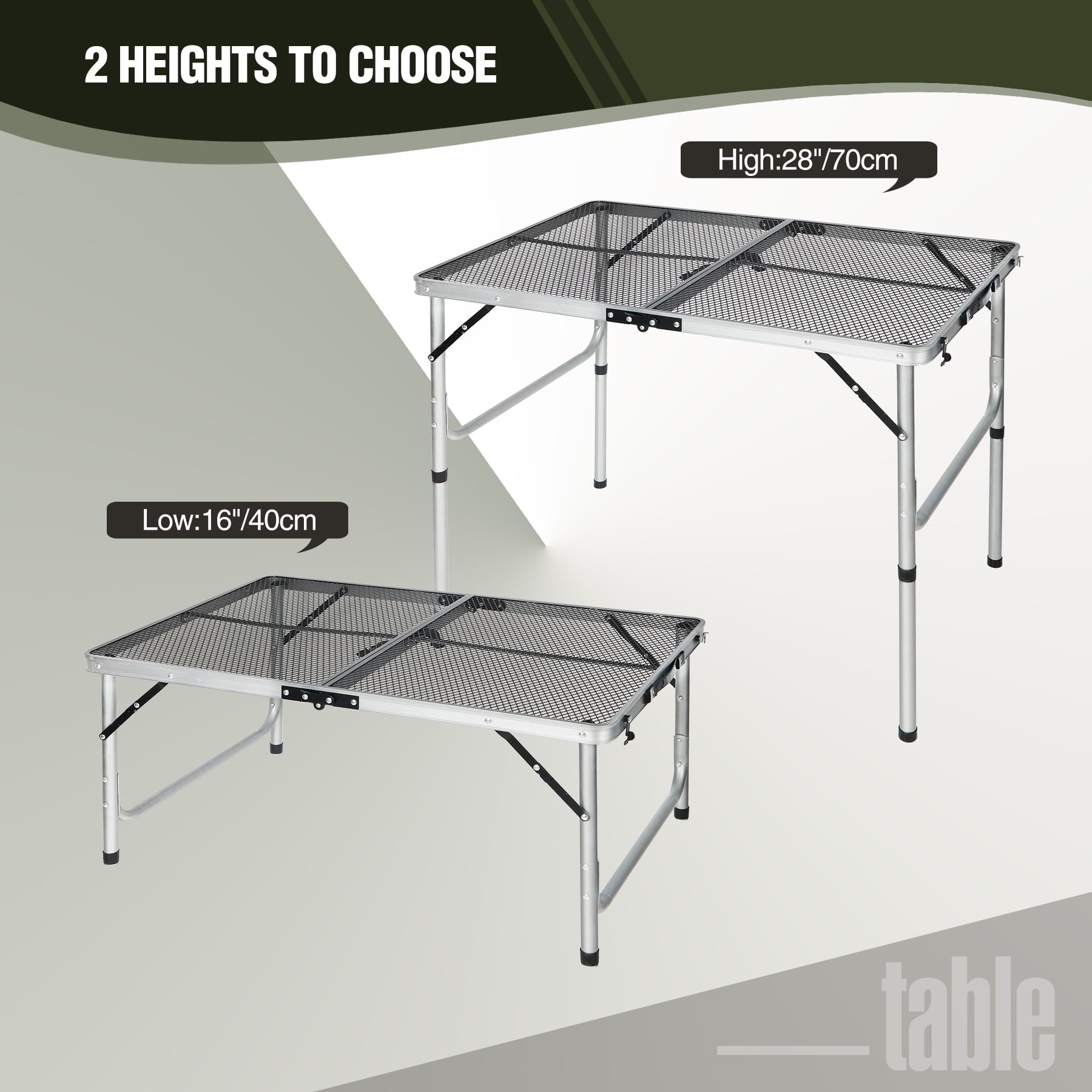 REDCAMP Folding Portable Grill Table, Lightweight Metal Grill Stand Aluminum Camping Table w/ Adjustable Height Legs for Outdoor Cooking BBQ RV Picnic - Image 4