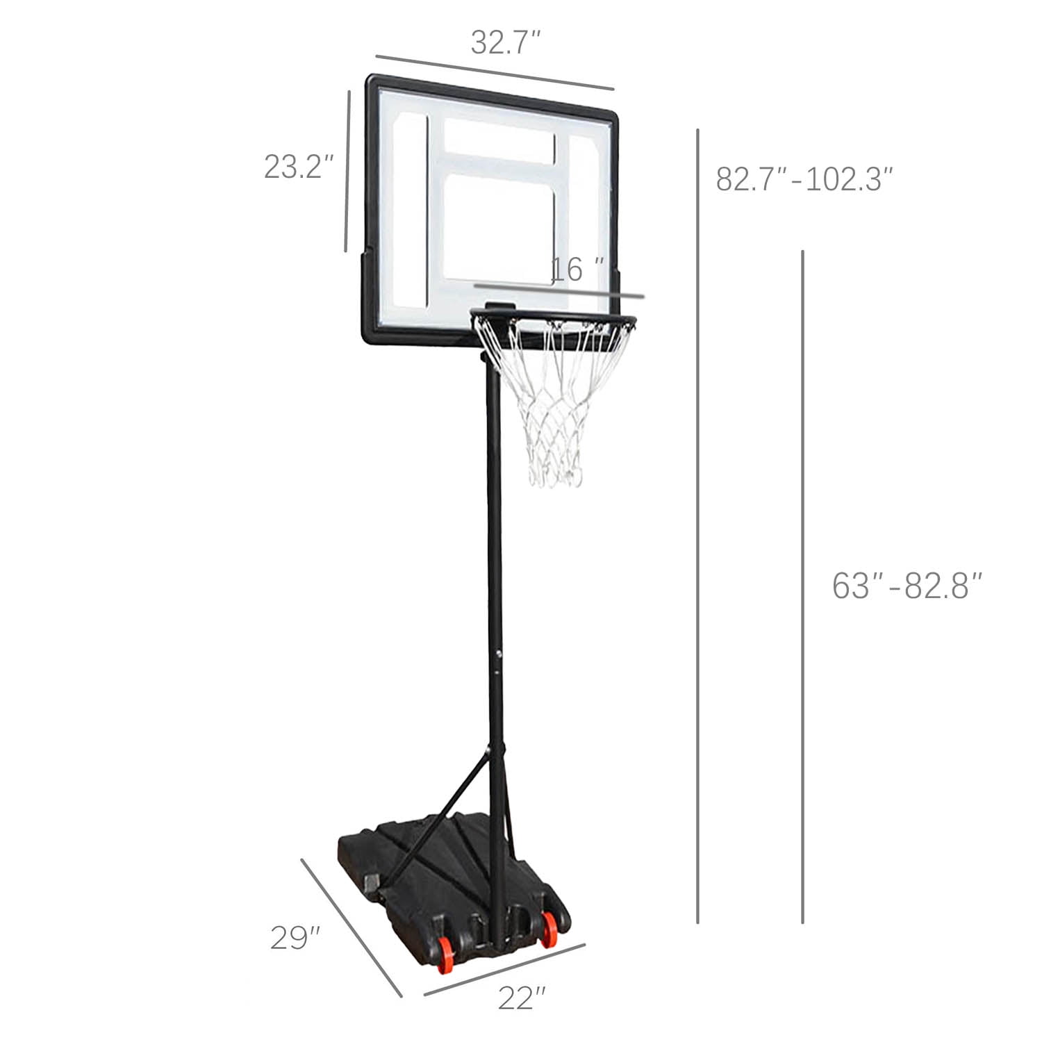 Vebreda 32in Adjustable Height Basketball Backboards - Image 7