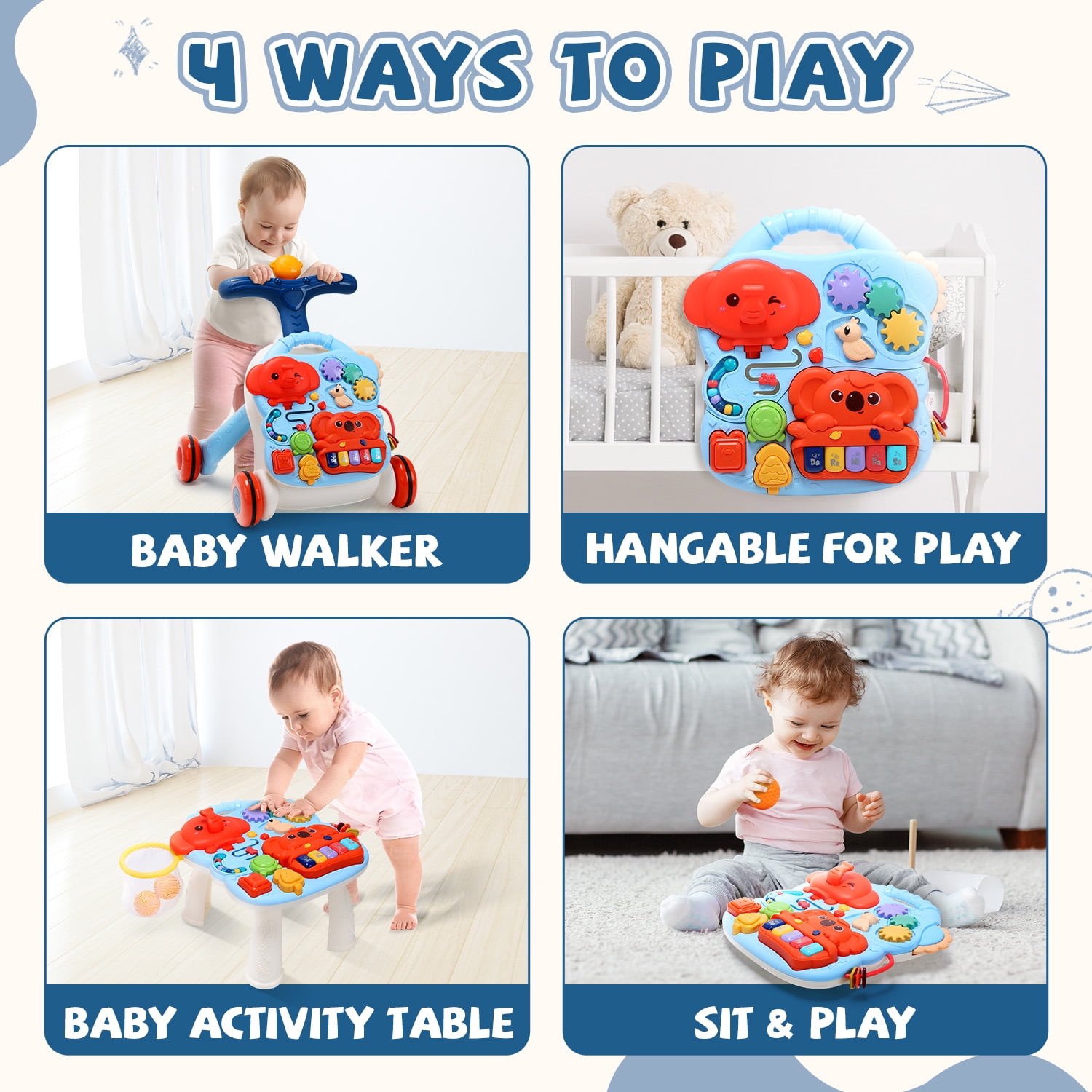 JoyStone 3-in-1 Baby Walker Baby Sit-to-Stand Learning Walker Kids Educational Toy Gift for Toddlers Infant Boys Girls - Image 9