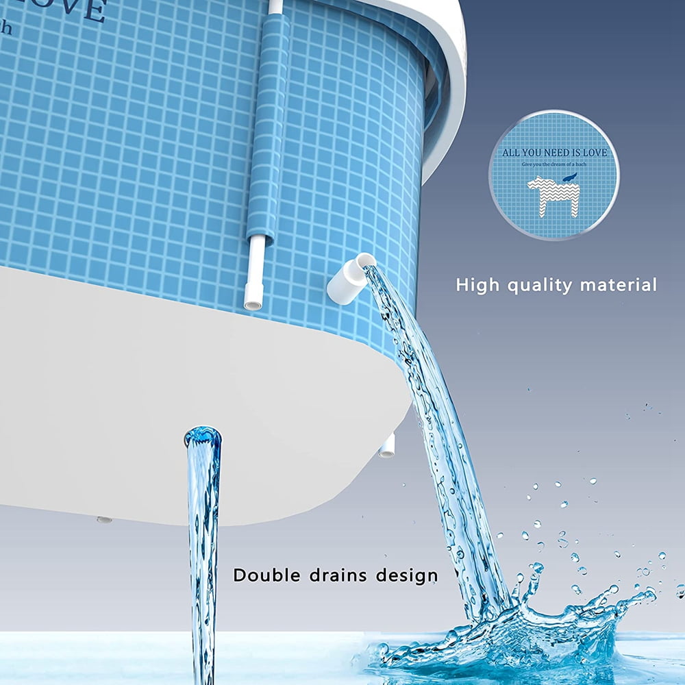 JOJOLAM 47 in Foldable Bathtub, Soaking Bath Tub for Adults or Kids, Efficiently Maintaining Temperature, Light Blue - Image 7