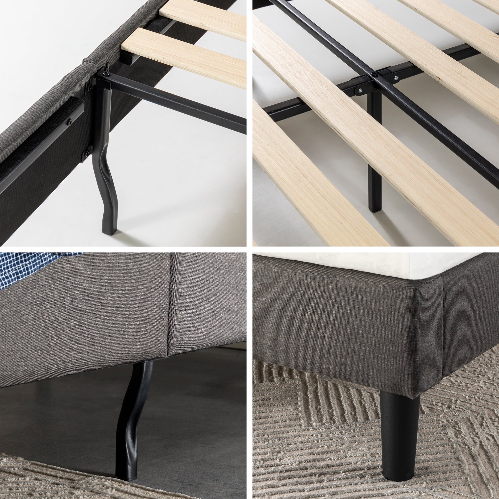 Zinus 40" Dachelle Upholstered Platform Bed Frame Dark Gray, Full - Image 5