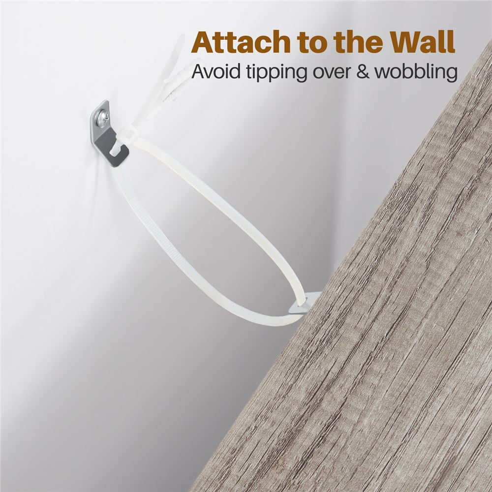 Alden Design Wooden Floor Storage Cabinet with Shelves 3 Drawers for Living Room Entryway Kitchen, Gray - Image 4