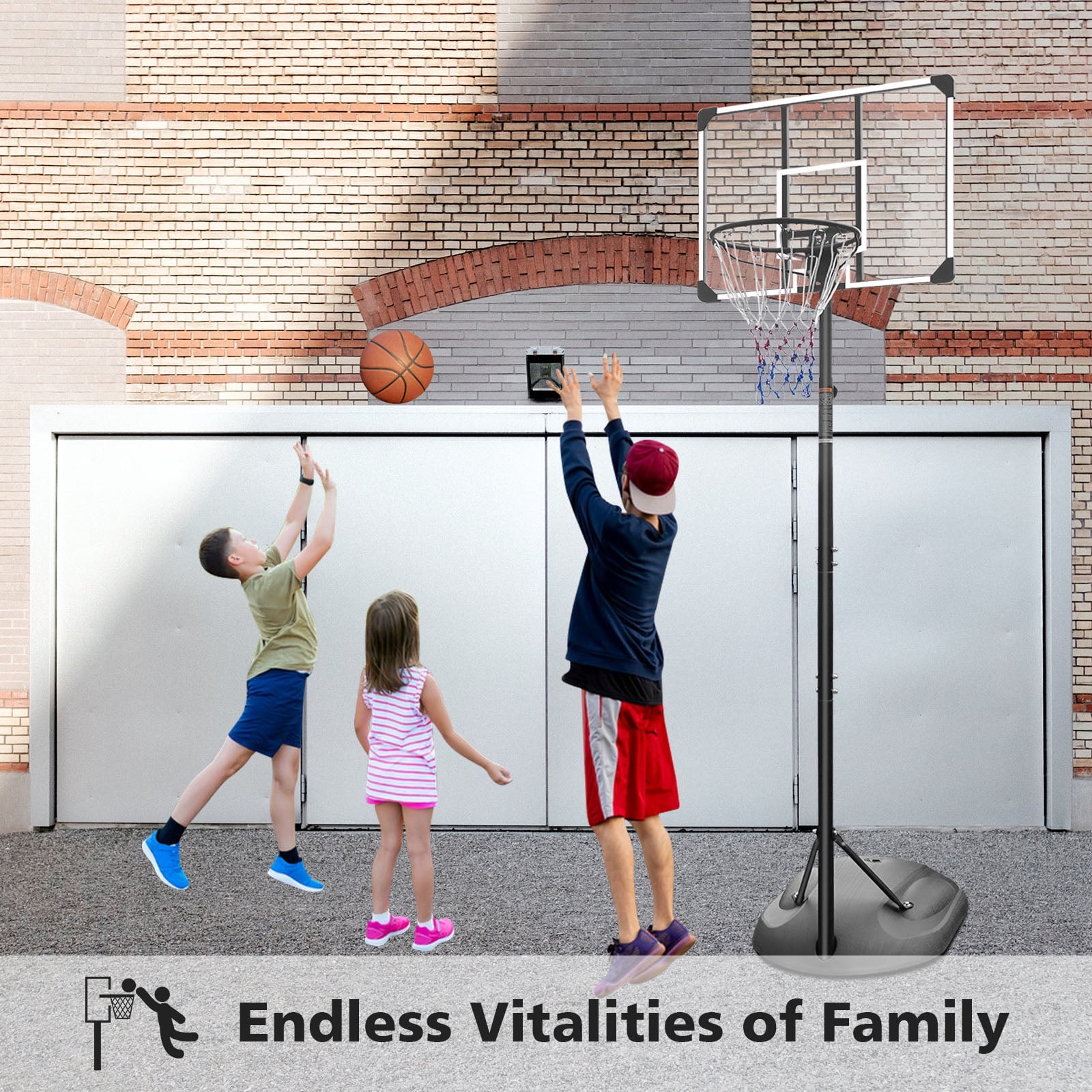 HooKung 7.5 ft - 9.2 ft Adjustable 32" x 24" Backboard Indoor and Outdoor Portable Basketball System - Image 2