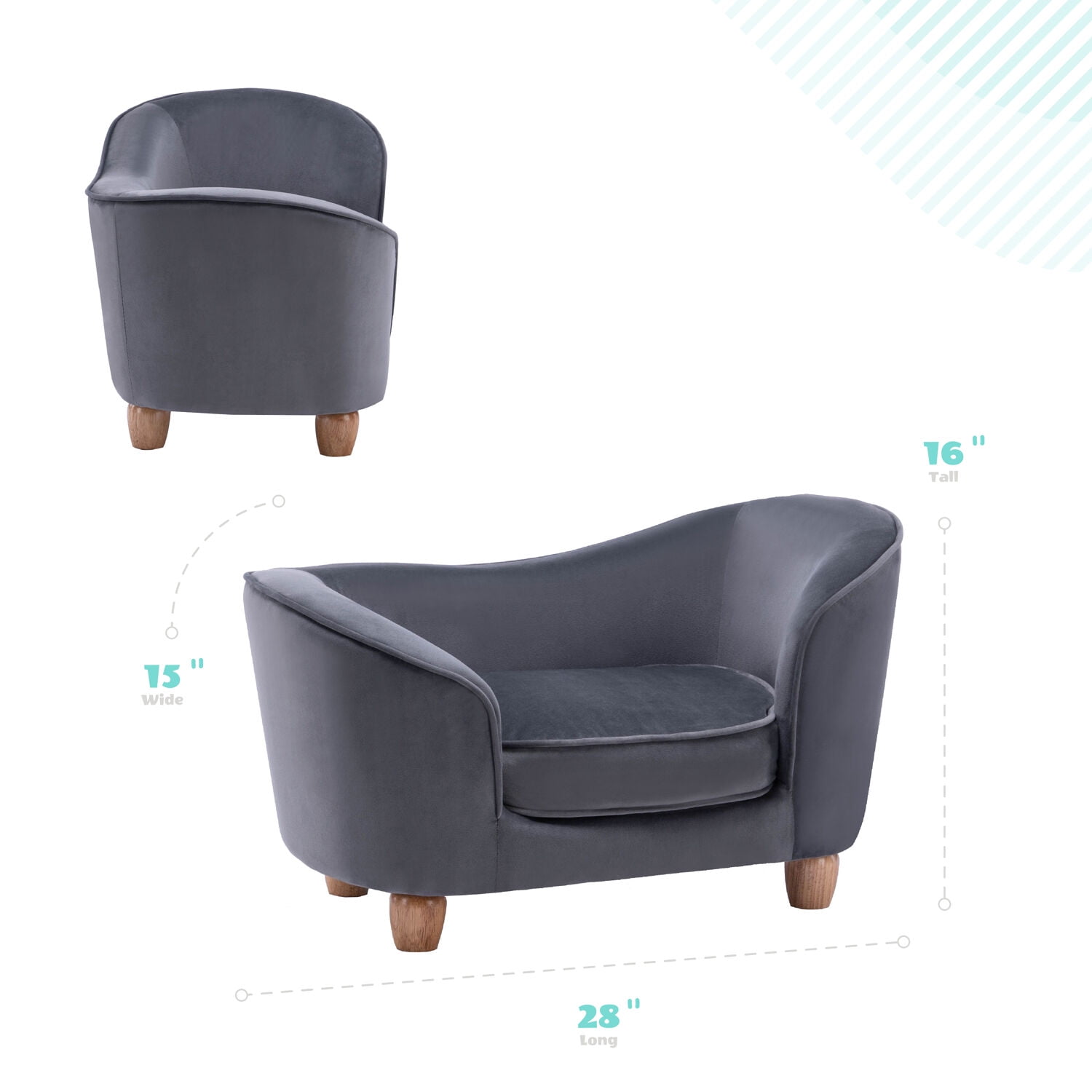 Critter Sitters 28-In. Faux-Velvet Gray Oval Pet Bed for Small-Sized Dogs and Cats - Image 13