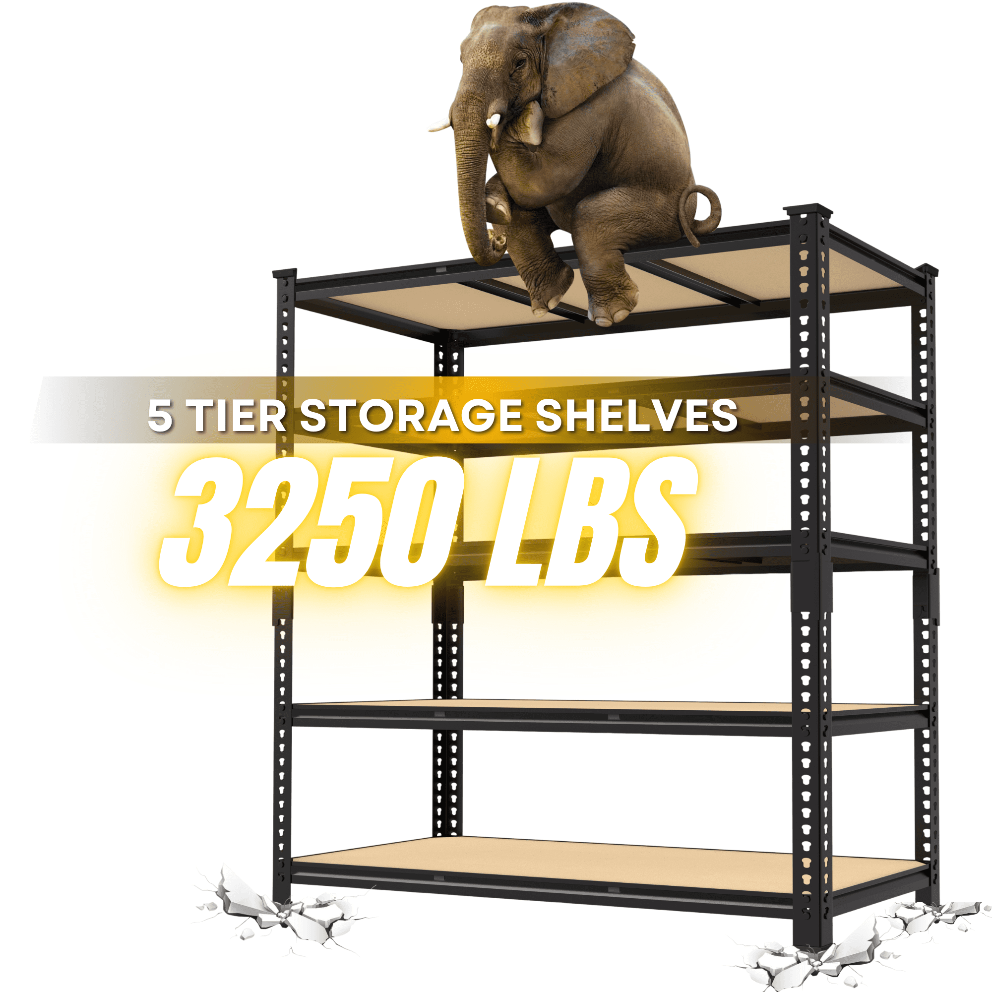 TrumanPick Storage Shelves Garage Shelving Units 5 Tier Metal Heavy Duty Adjustable Shelf Rack 48" W x 24" D x 72" H 3250LBS for Warehouse Pantry Closet, Black - Image 5