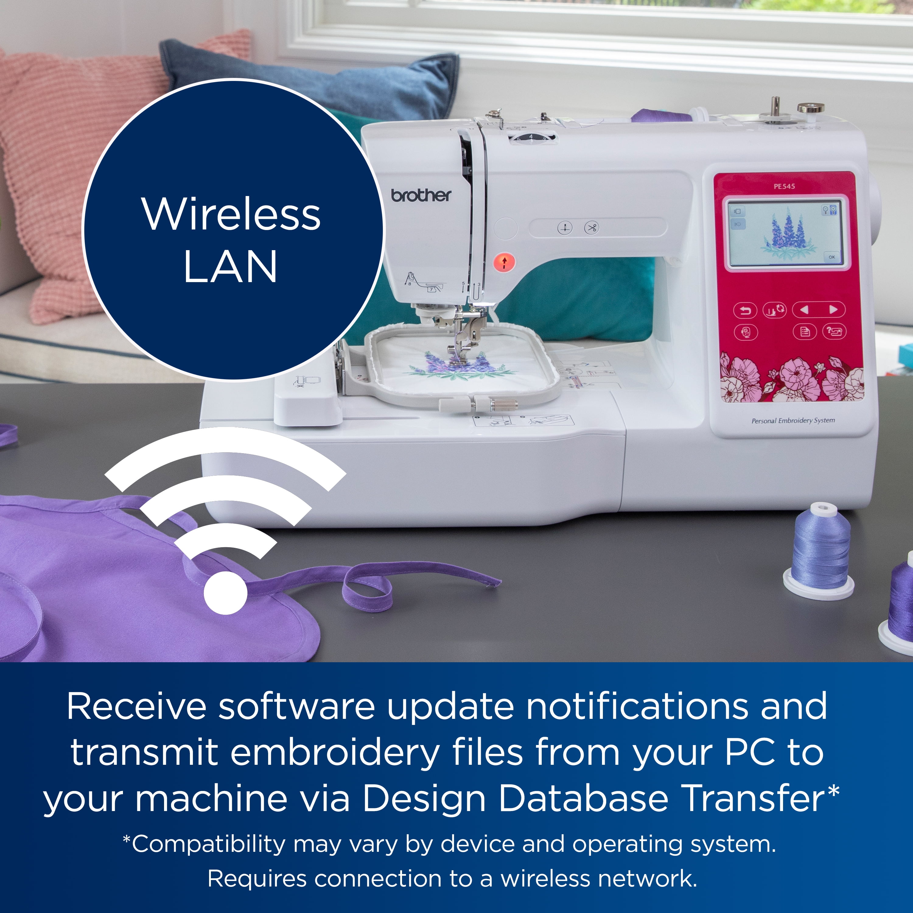 Brother PE545 Embroidery Machine with Built-in Designs and Wireless Connectivity - Image 9