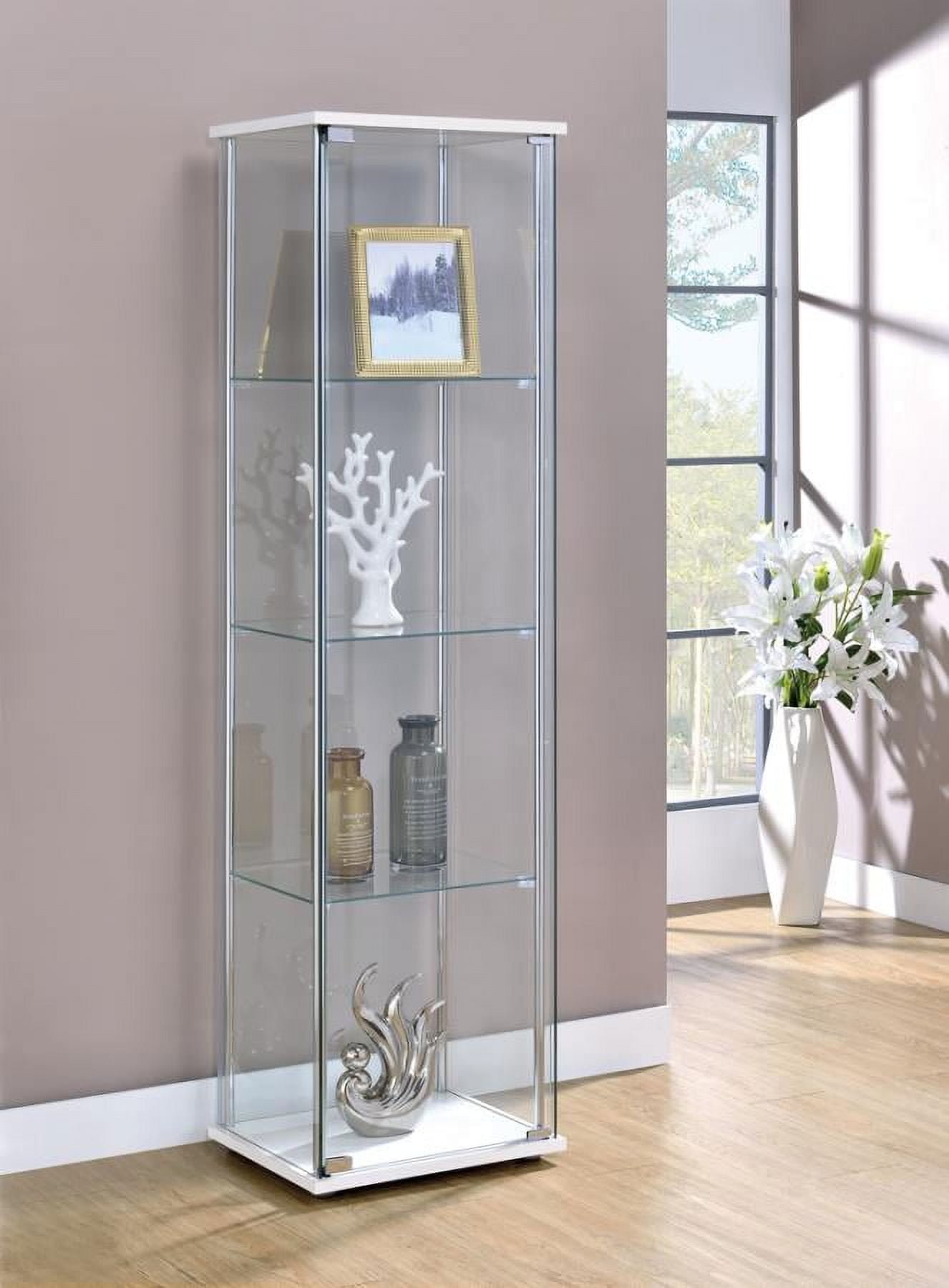 Rectangular 4-shelf Curio Cabinet White and Clear - Image 2
