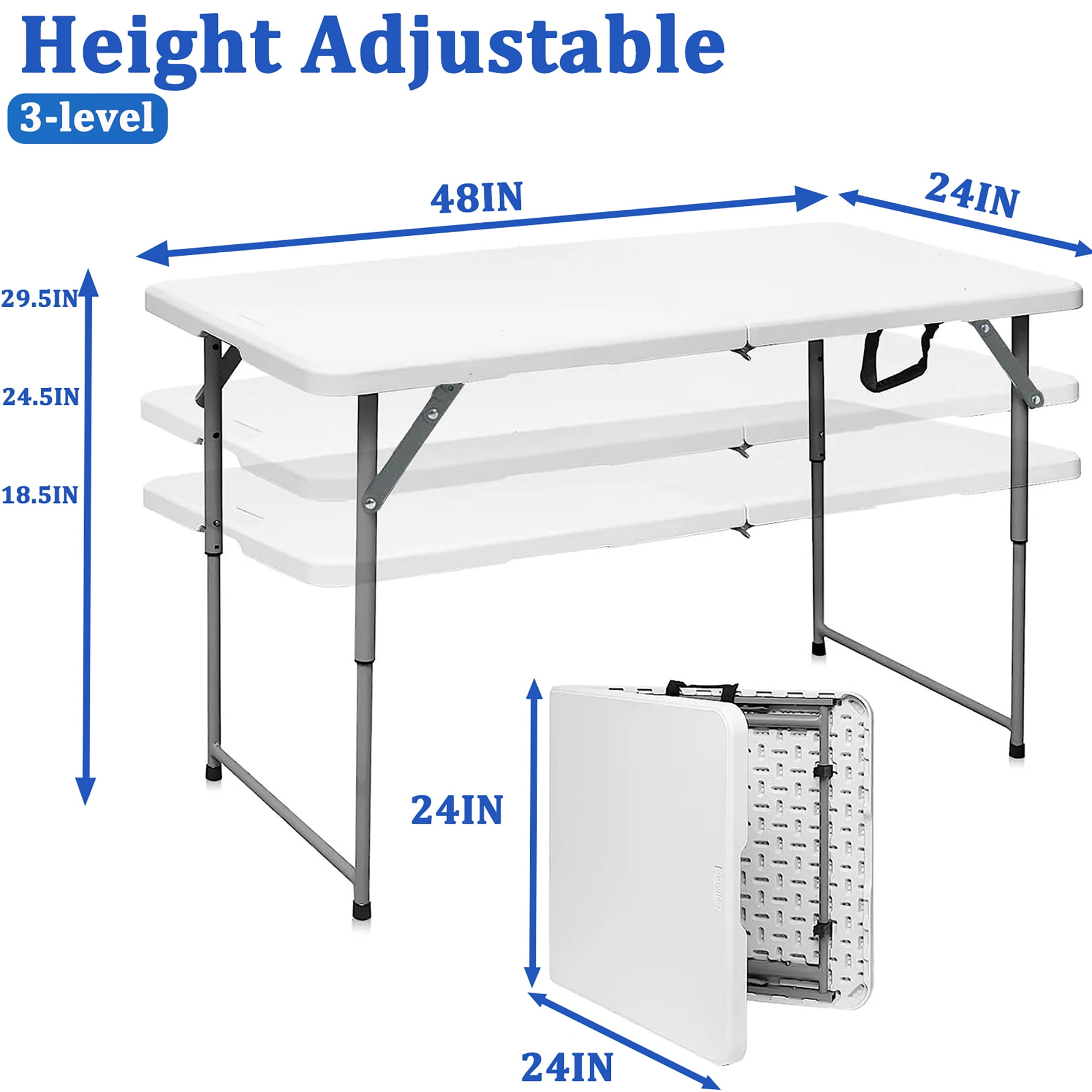4FT Folding Table - Portable Foldable Table with Lock Function, Ideal for Indoor/Outdoor Use - Compact Design for Dining, Camping, and Parties - Heavy Duty, White - Image 7