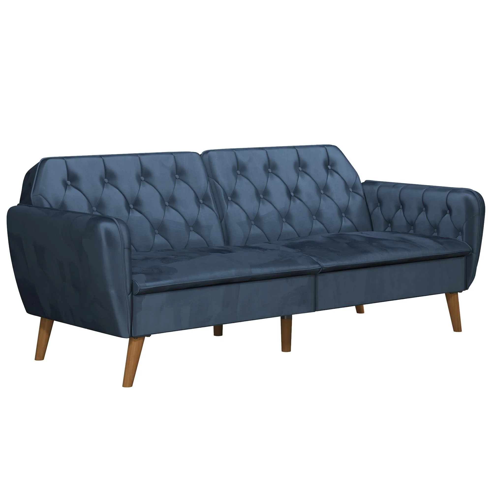 Novogratz Tallulah 83" Memory Foam Futon Sofa Bed, Blue Velvet - Image 7